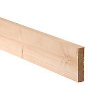 Smooth Planed square edge Spruce Stick timber (L)2.1m (W)126mm (T)28mm 253258, Pack of 6