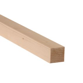 Smooth Planed Square edge Spruce Timber (L)1.8m (W)34mm (T)34mm 253273, Pack of 12
