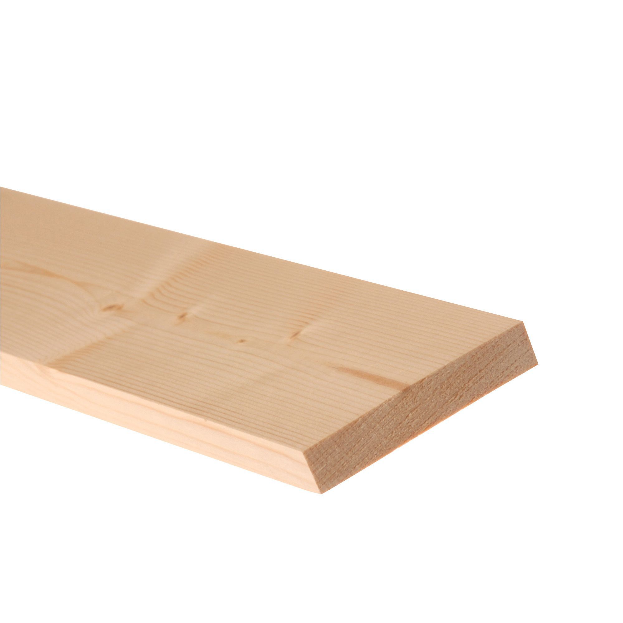 Smooth Planed Square edge Spruce Timber (L)2.4m (W)119mm (T)18mm 253250, Pack of 8