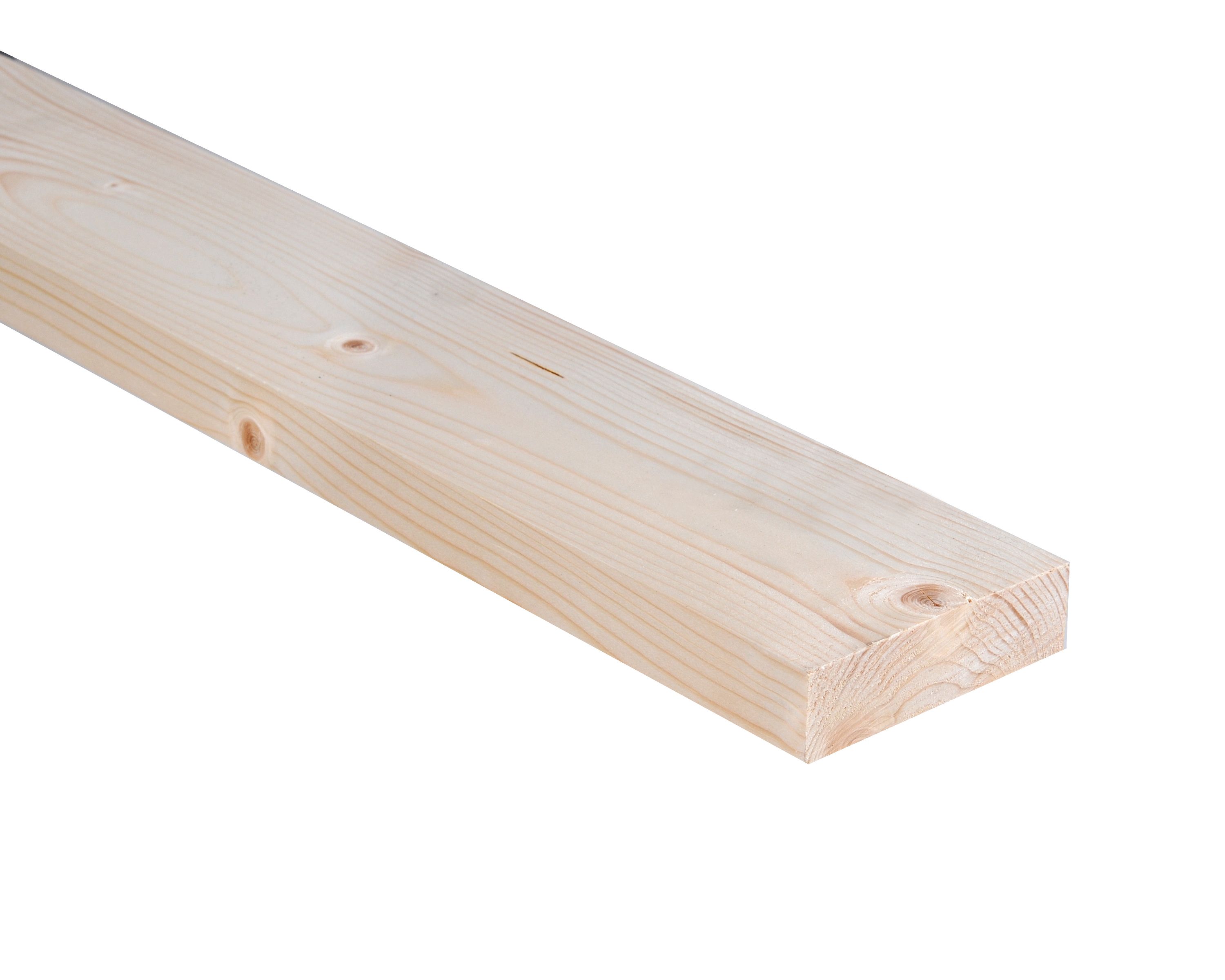 Smooth Planed Square edge Whitewood spruce Stick timber (L)2.4m (W)94mm (T)27mm, Pack of 4
