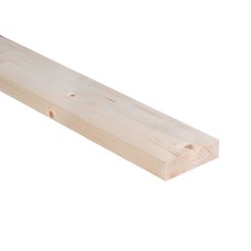 Smooth Planed Square edge Whitewood spruce Stick timber (L)2.4m (W)94mm (T)27mm, Pack of 4