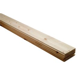 Smooth Spruce Tongue & groove Cladding (L)0.89m (W)95mm (T)7.5mm, Pack of 5