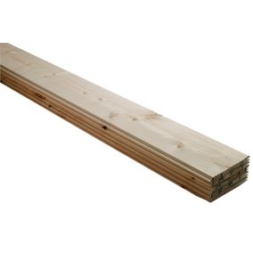 Smooth Spruce Tongue & groove Cladding (L)2.4m (W)95mm (T)7.5mm, Pack of 5
