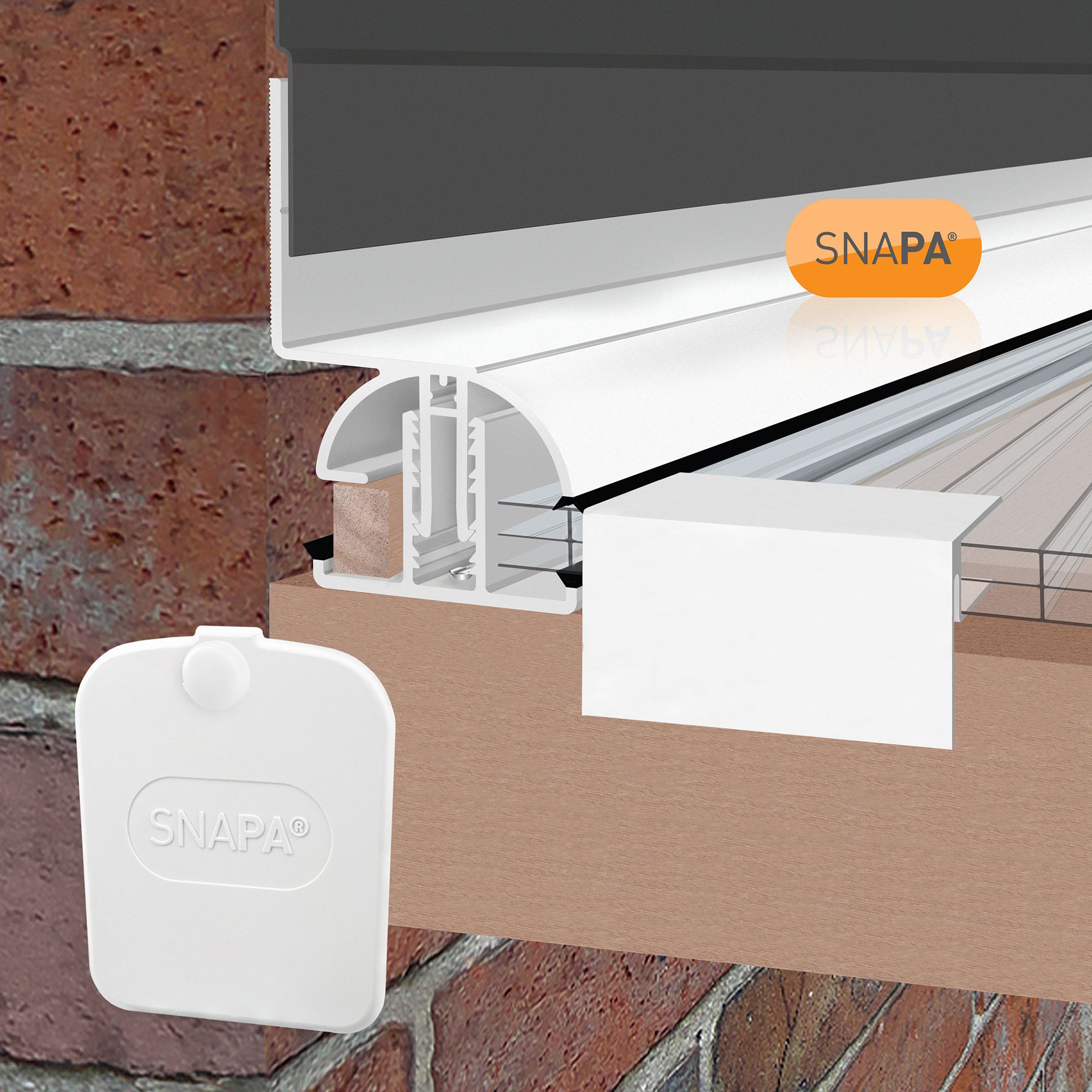 SNAPA White PVC Roof wall bar, (L)2.5m (W)55mm (T)105mm