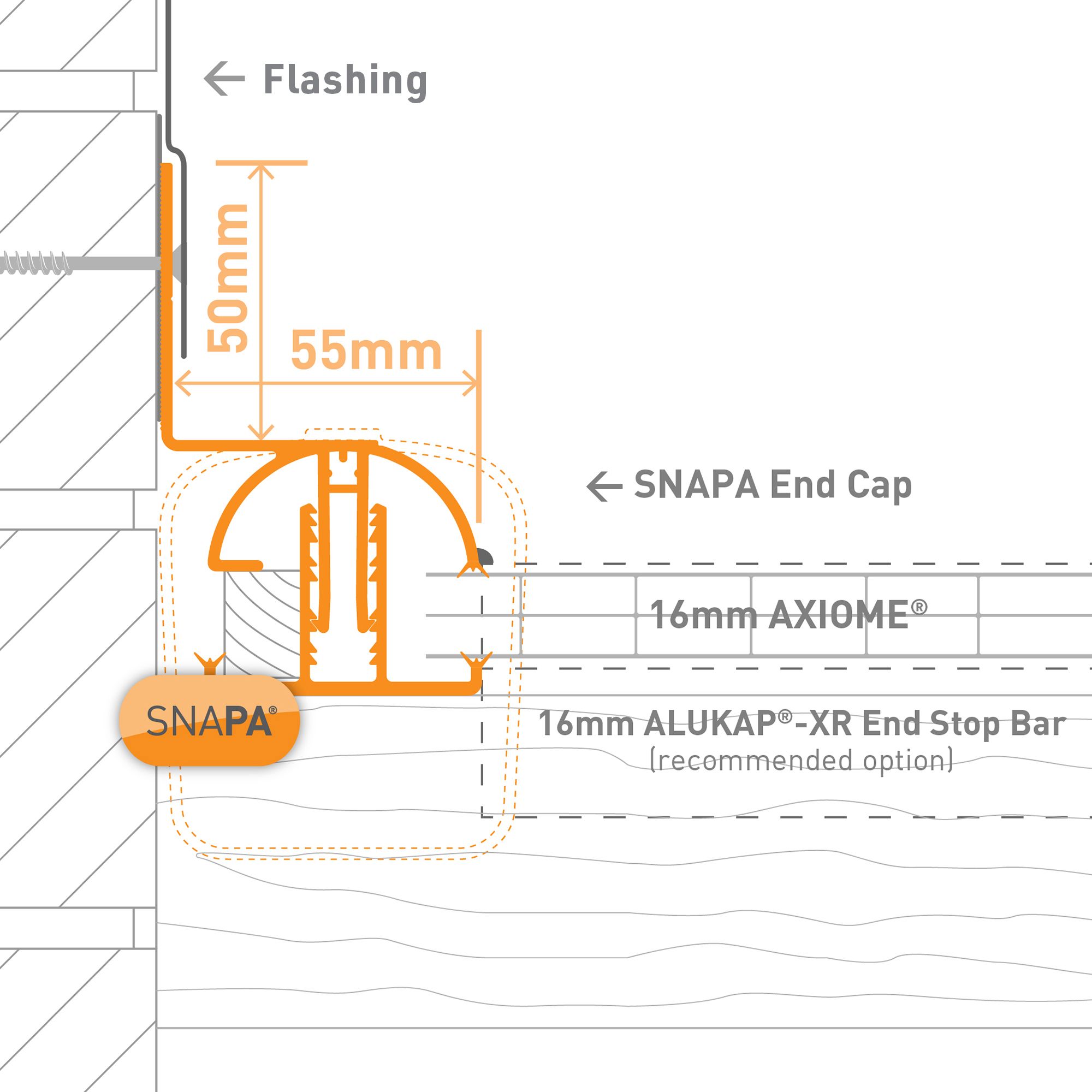 SNAPA White PVC Roof wall bar, (L)2.5m (W)55mm (T)105mm