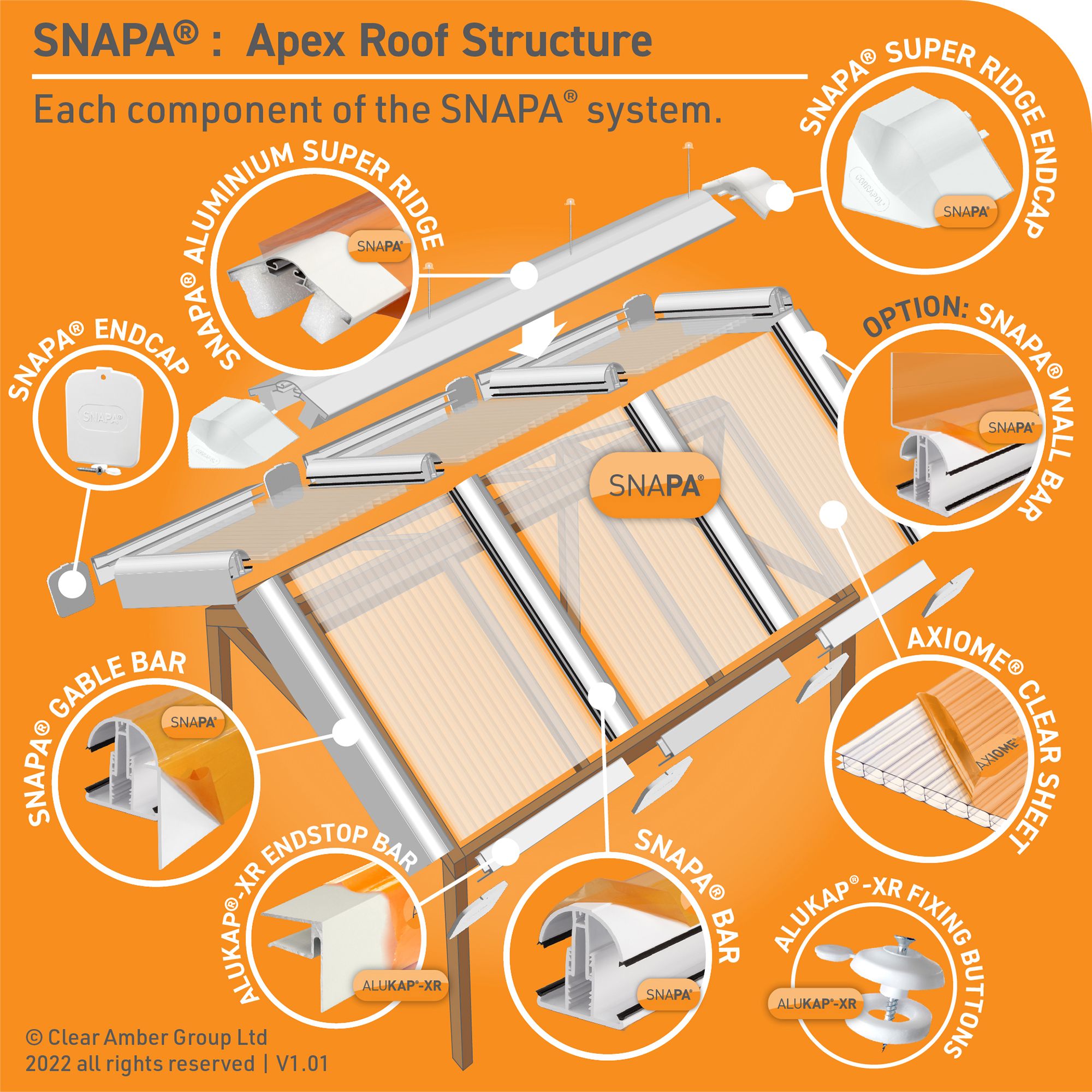 SNAPA White PVC Roof wall bar, (L)2.5m (W)55mm (T)105mm