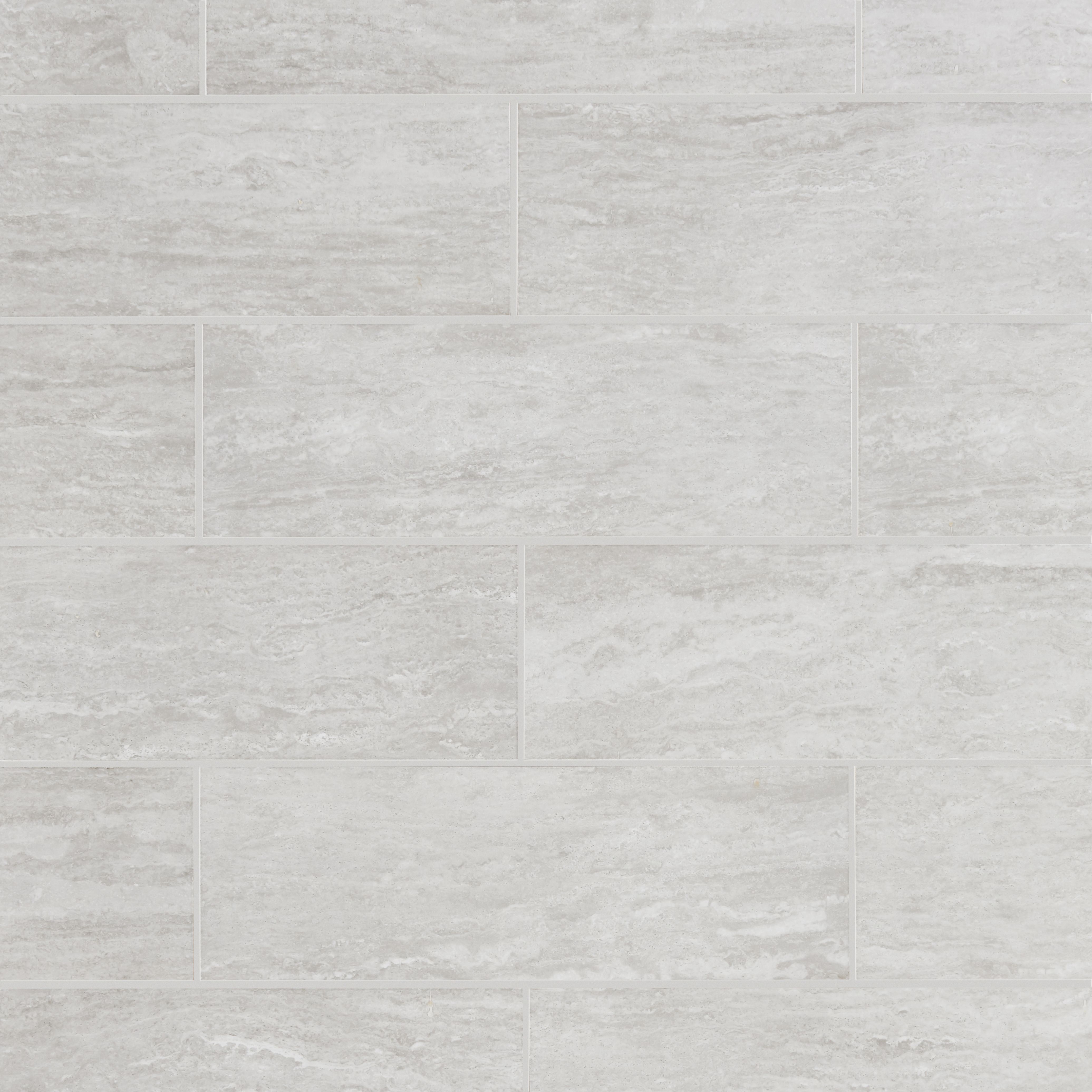 Soft travertin Light grey Gloss Stone effect Ceramic Tile, Pack of 9, (L)600mm (W)200mm