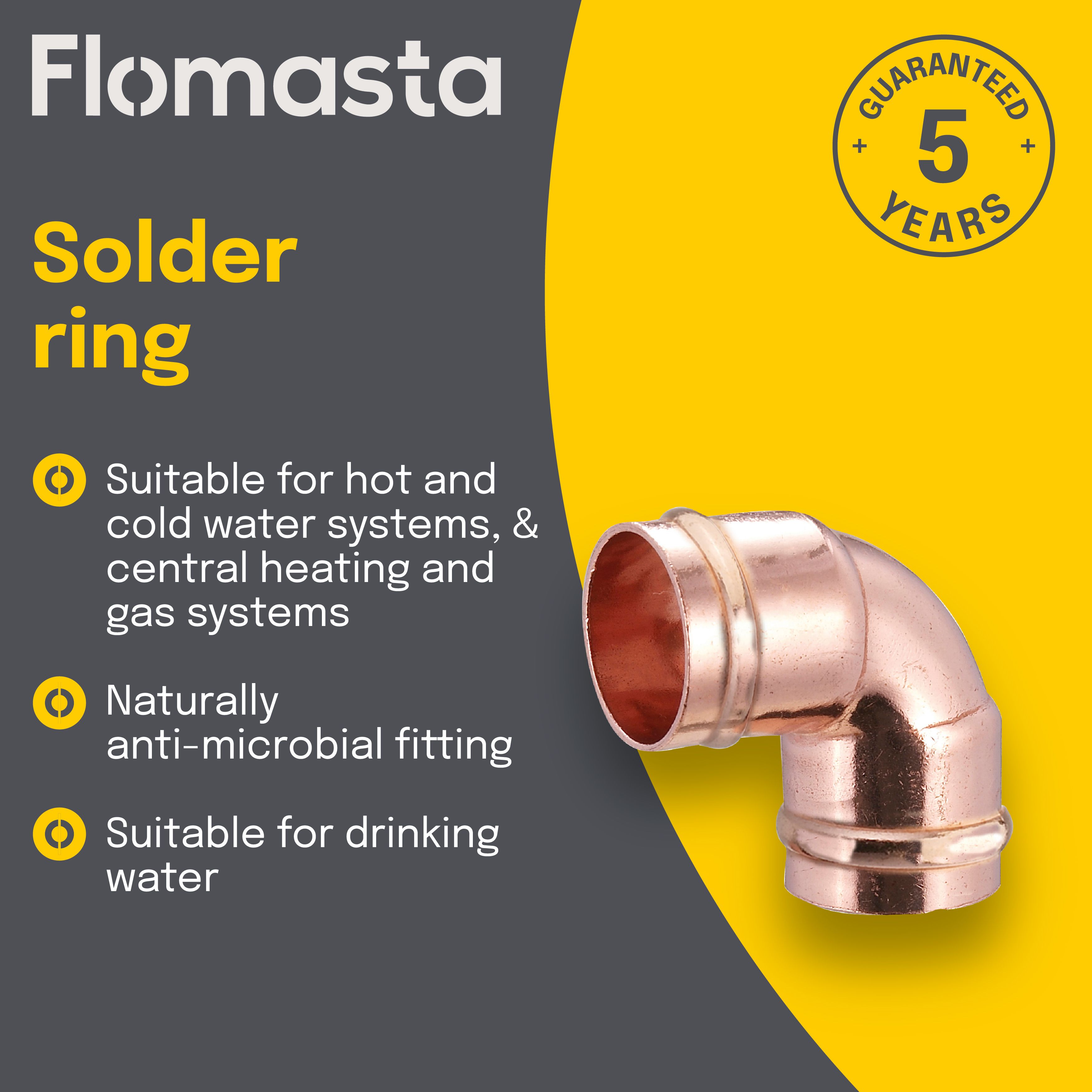 Solder ring 90° Pipe elbow (Dia)22mm 22mm, Pack of 10