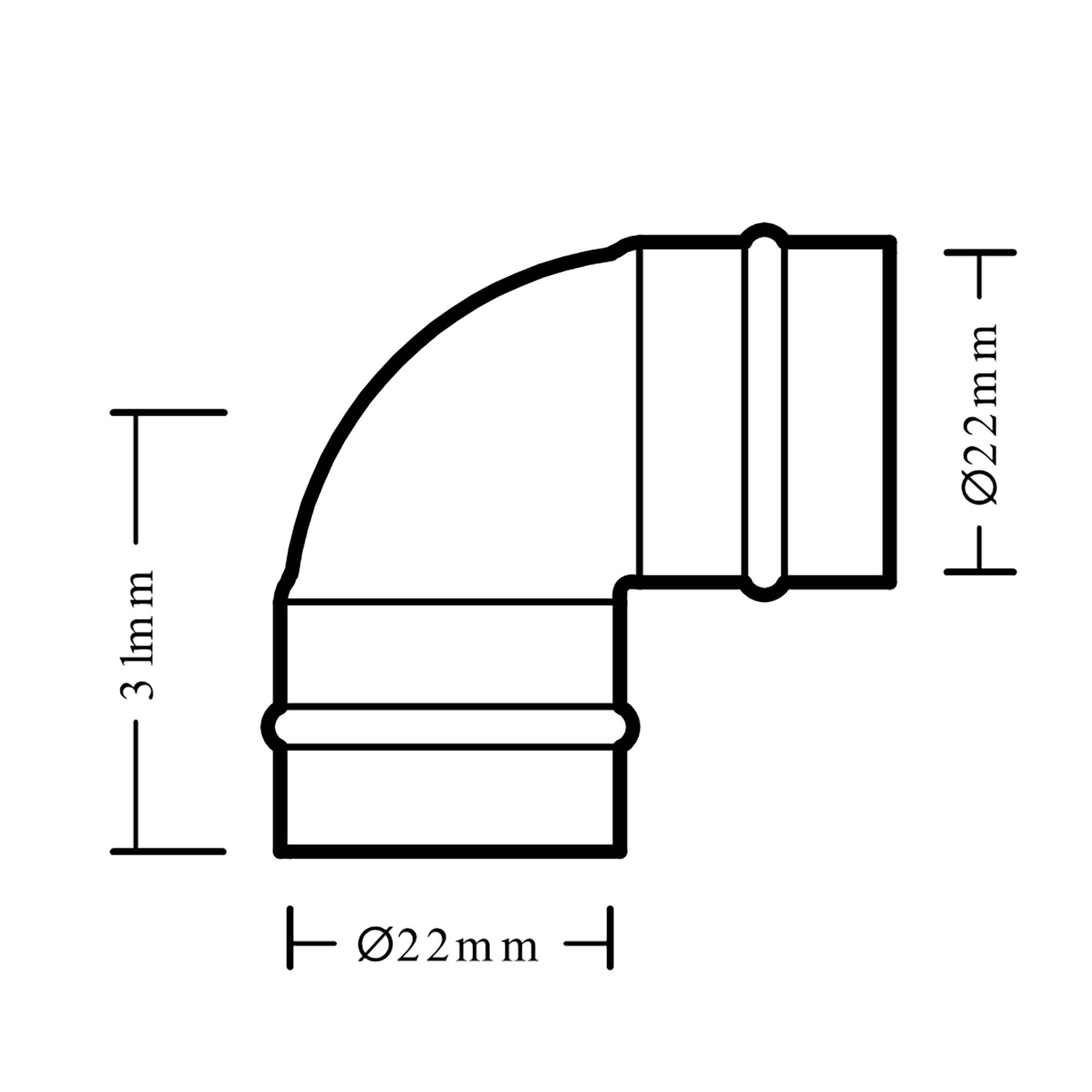 Solder ring 90° Pipe elbow (Dia)22mm 22mm, Pack of 10