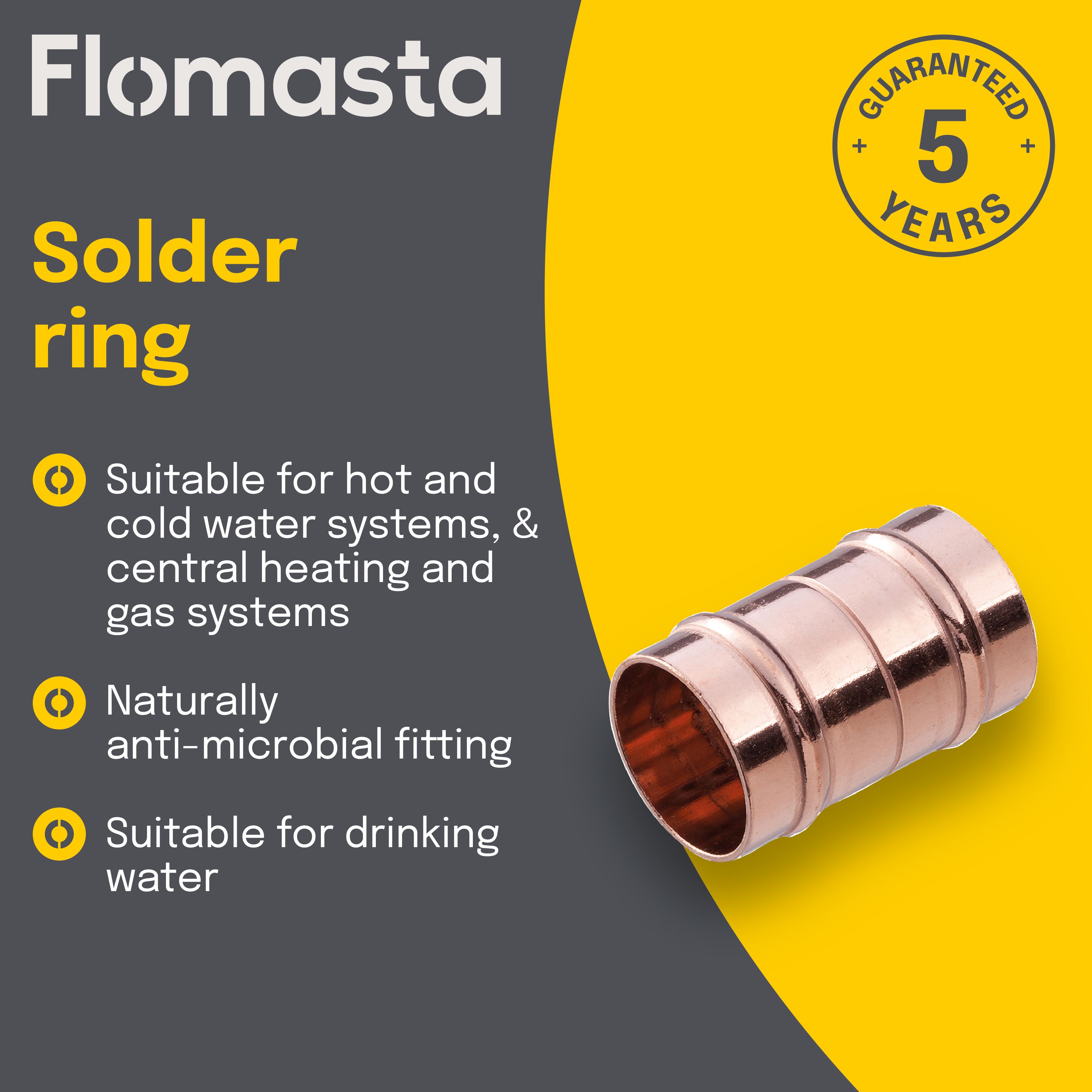 Solder ring Coupler (Dia)22mm 22mm, Pack of 2