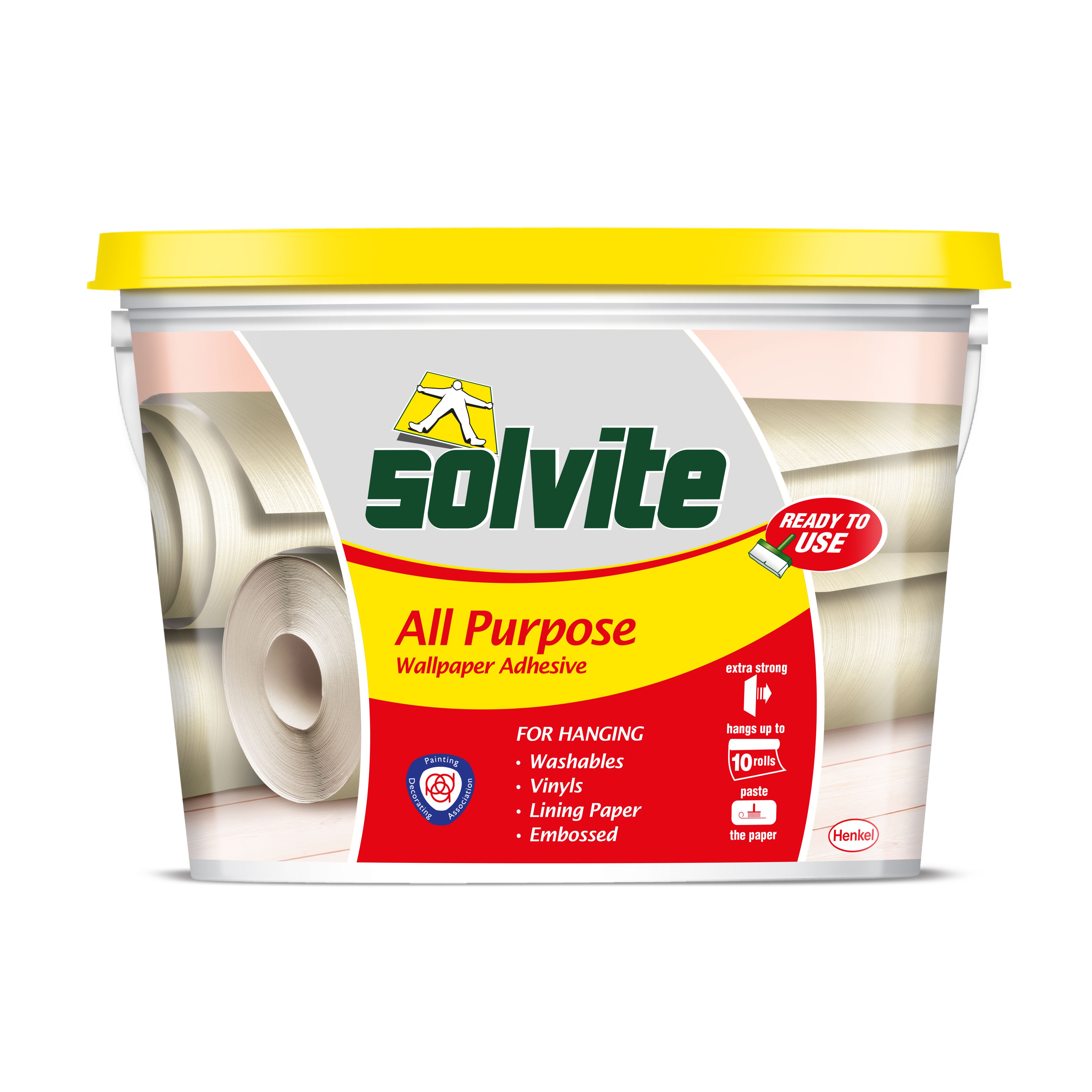 Solvite All Purpose Ready Mixed Wallpaper Adhesive 9kg - 10 Rolls ...