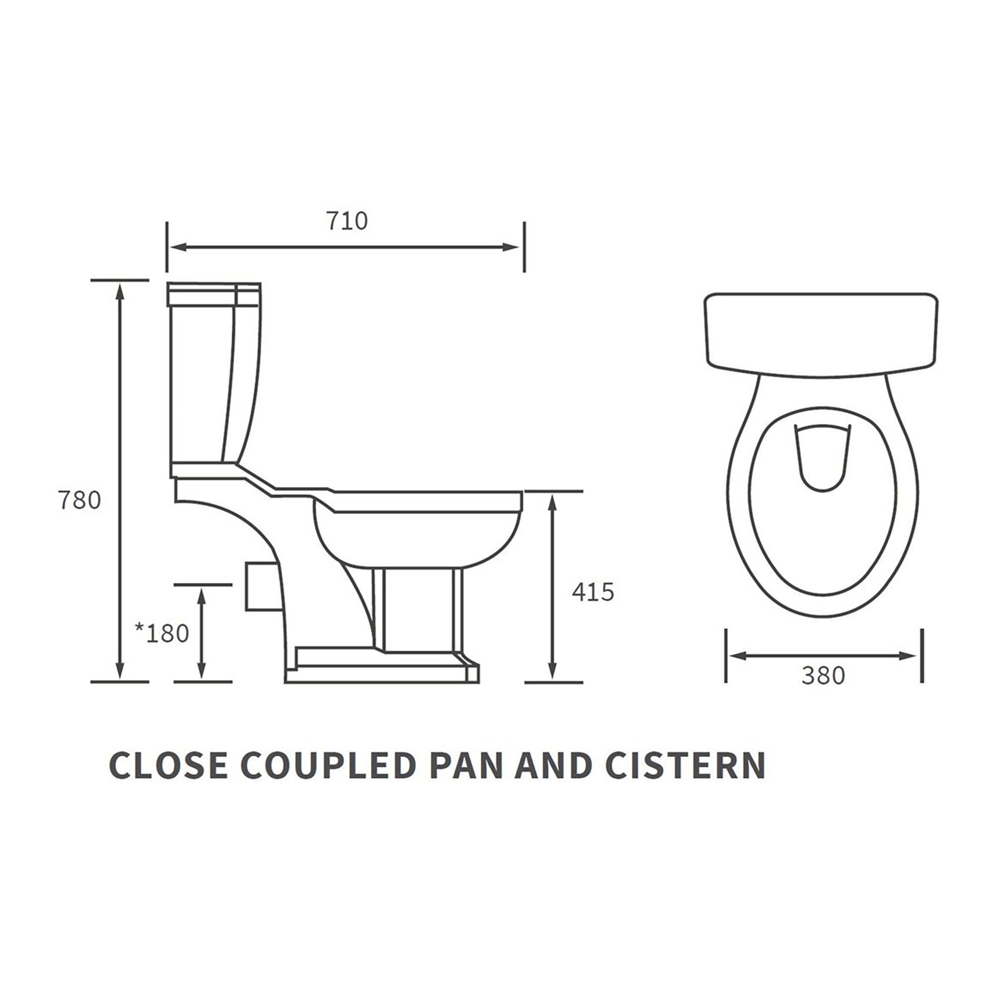 Somerton White Open back Toilet set with Sea green Soft close seat & Close coupled cistern