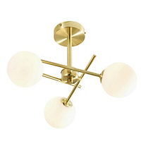 Spa Avalon Brushed Satin Steel Brass effect Bathroom ceiling light