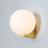 Spa Peel Globe Satin Brass effect Wired LED Bathroom wall light