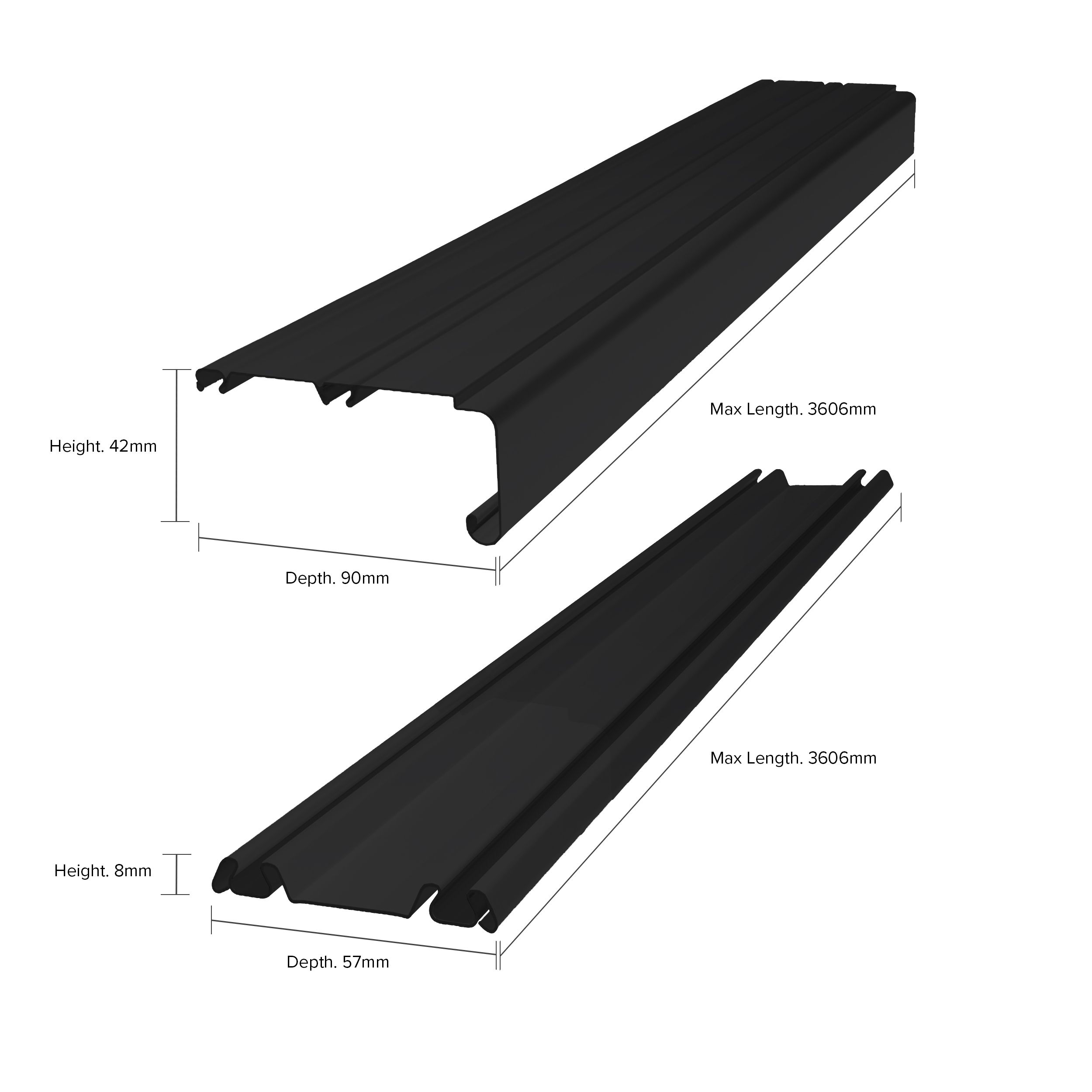 Spacepro Black Sliding wardrobe door track set (L)3606mm