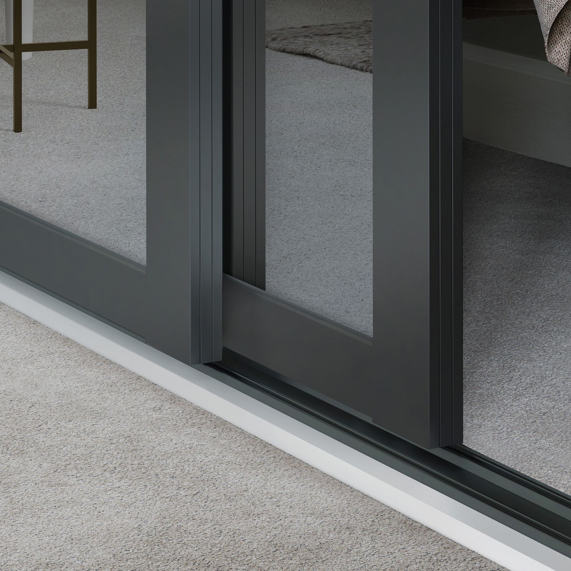 Spacepro Classic Panelled Dark Grey Single panel 1 mirror Sliding wardrobe door (H) 2220mm x (W) 914mm