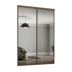 Spacepro Classic Panelled Walnut effect Single panel 2 mirror Sliding wardrobe door (H) 2220mm x (W) 762mm, Set of 2