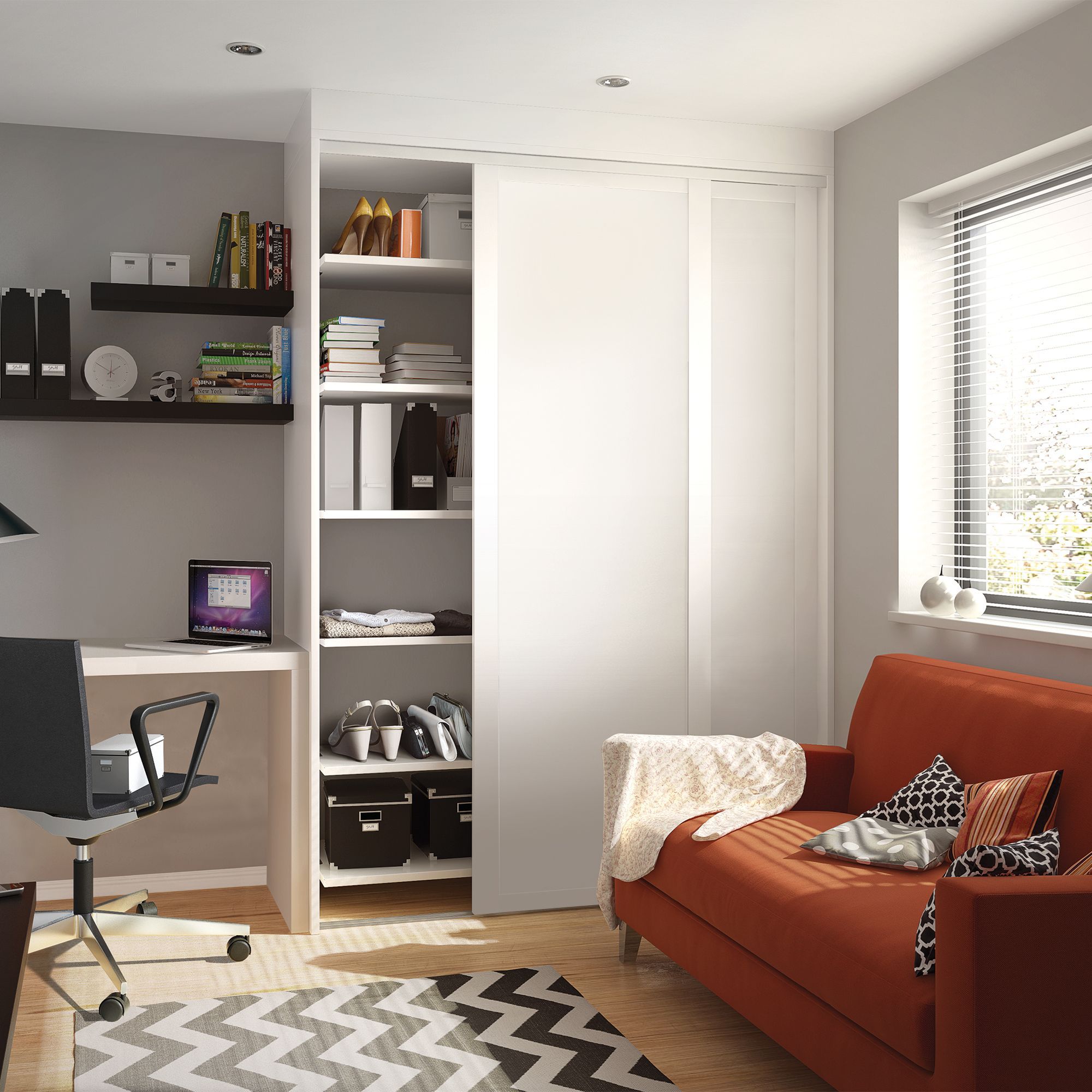 Spacepro Classic Shaker White Sliding wardrobe door (H) 2220mm x (W) 914mm