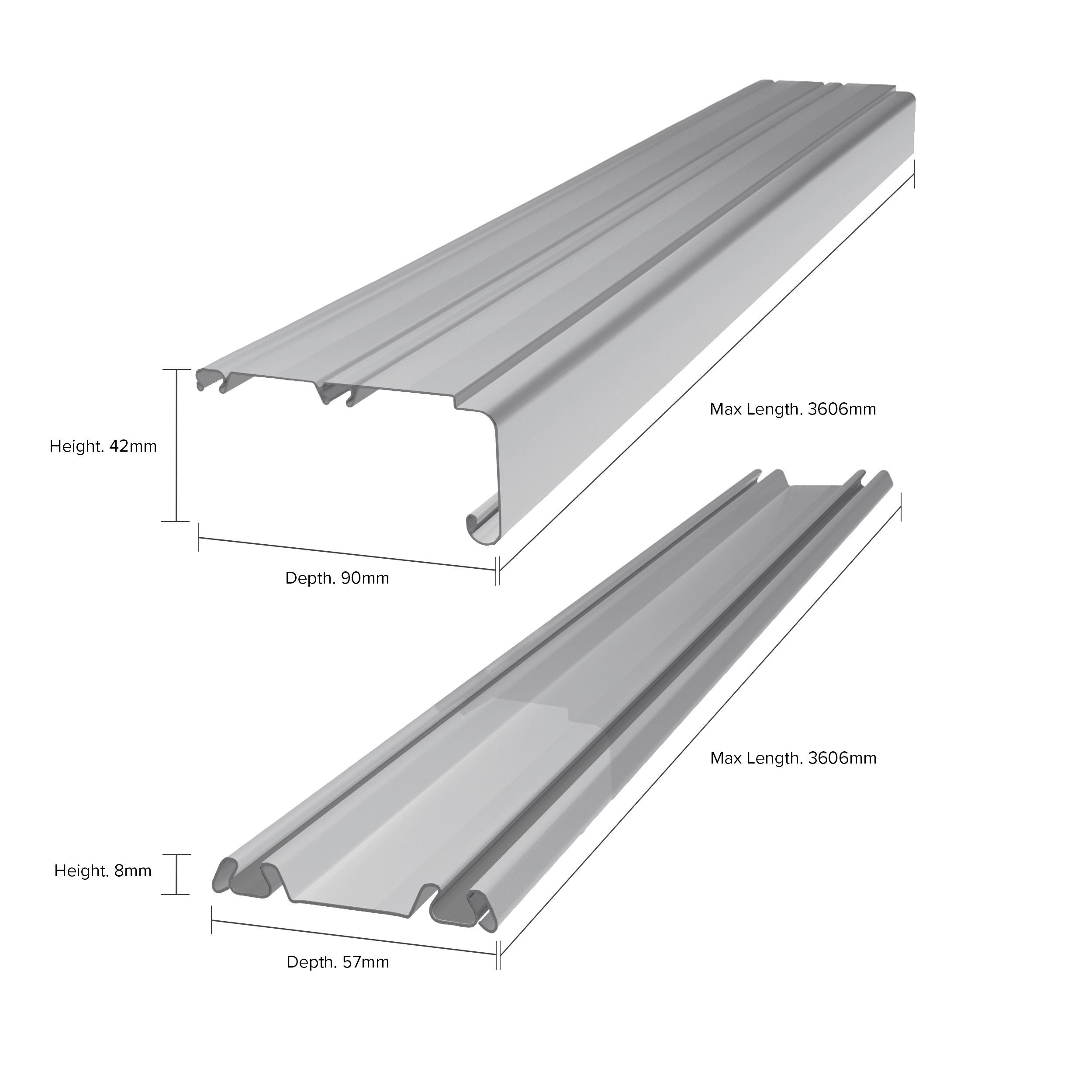 Spacepro Dove grey Sliding wardrobe door track set (L)3606mm