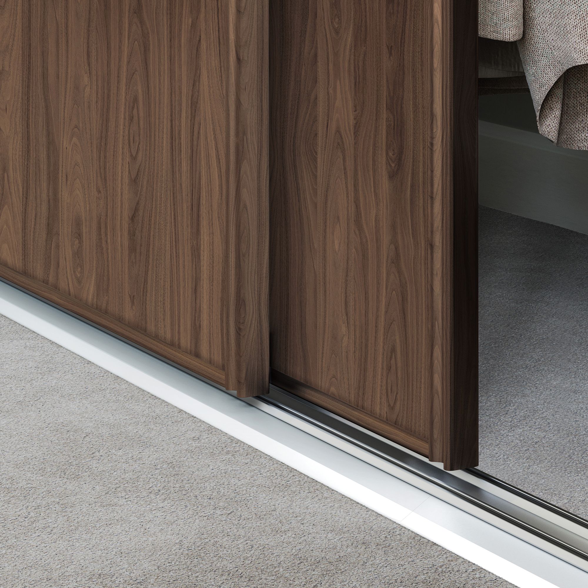 Spacepro Full length Matt Classic Carini Walnut frame Single panel Sliding wardrobe door, (H)2220mm (W) 610mm