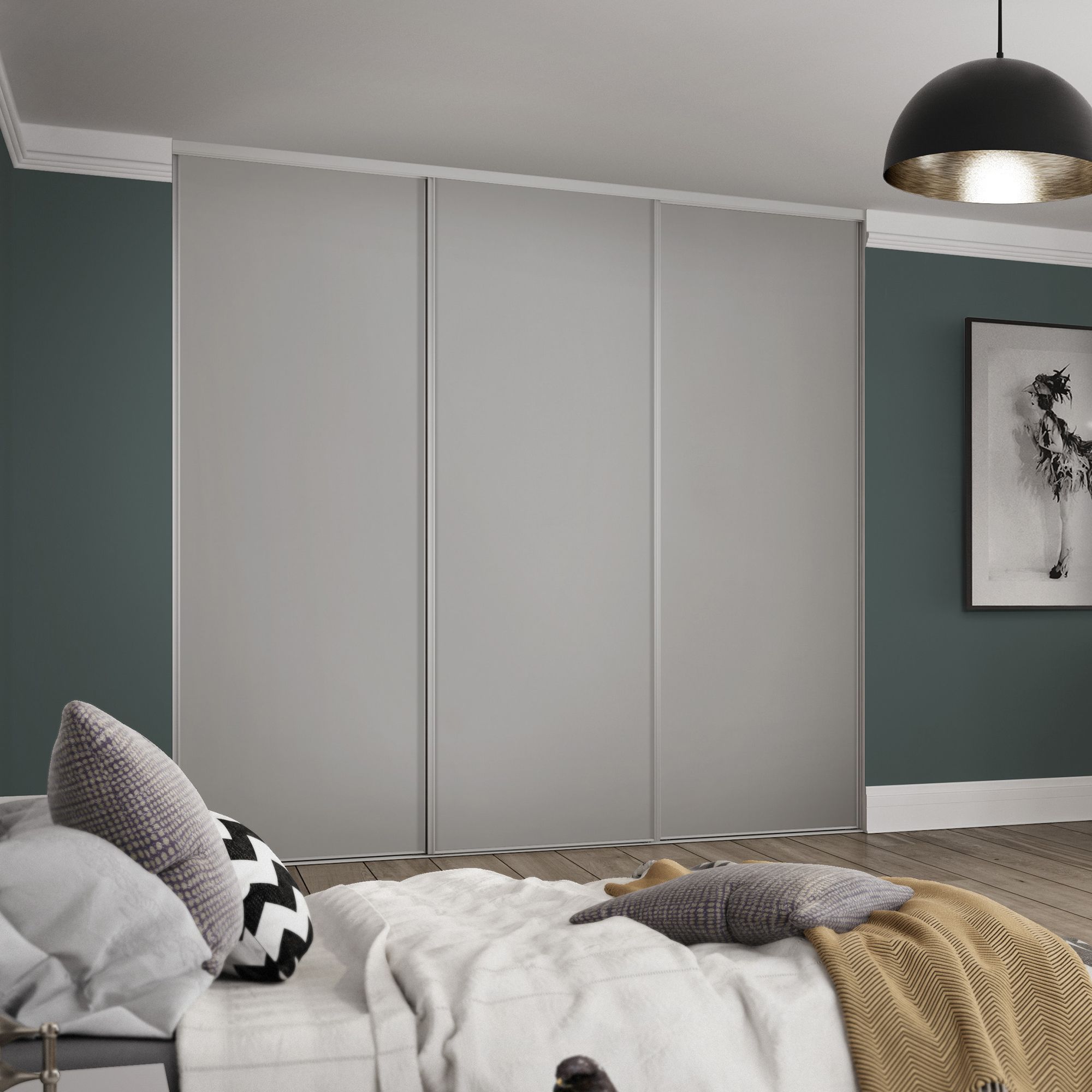 Spacepro Full length Matt Classic Dove Grey frame Single panel Sliding wardrobe door, (H)2220mm (W) 610mm