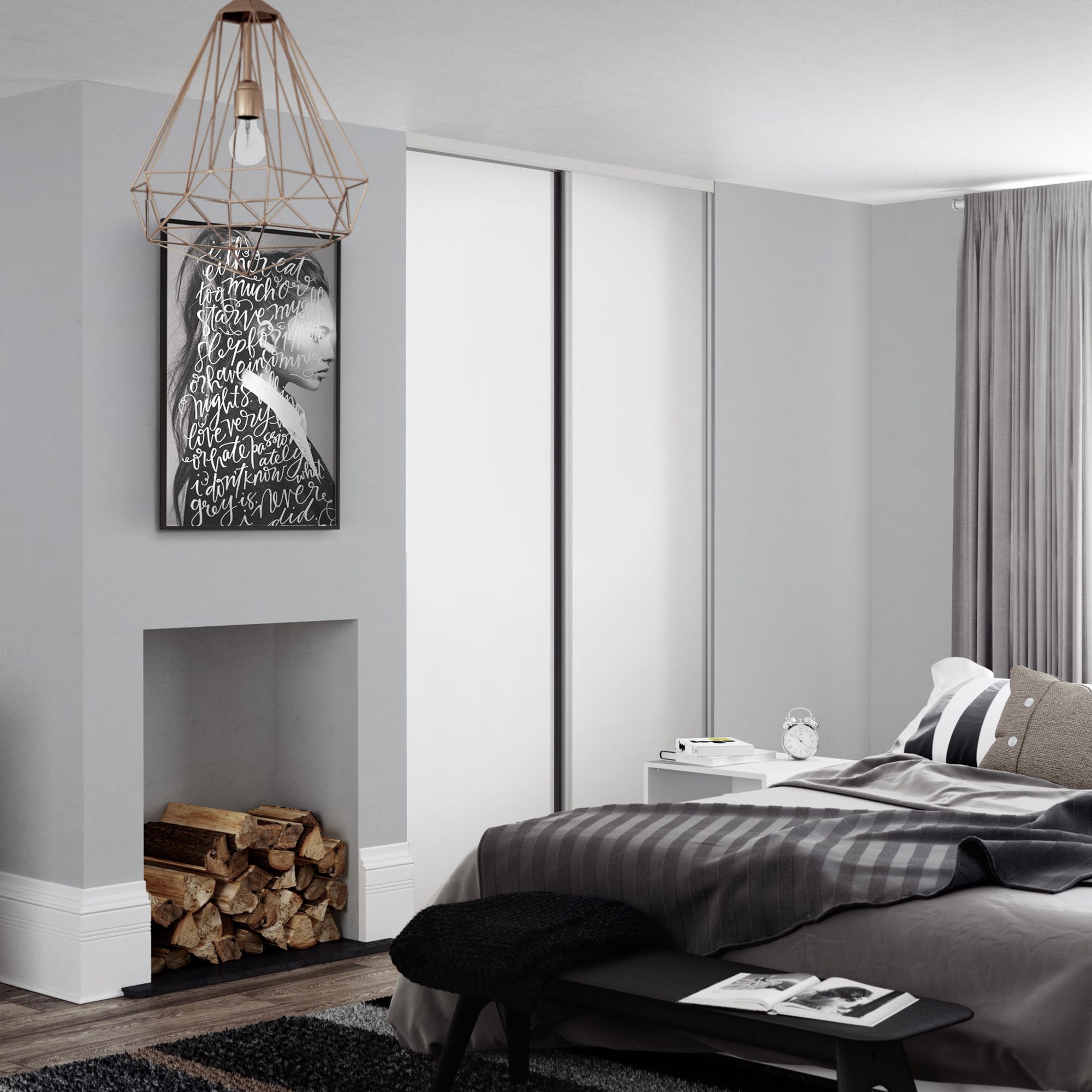 Spacepro Full length Matt Classic Silver frame Single panel Sliding wardrobe door, (H)2220mm (W) 610mm