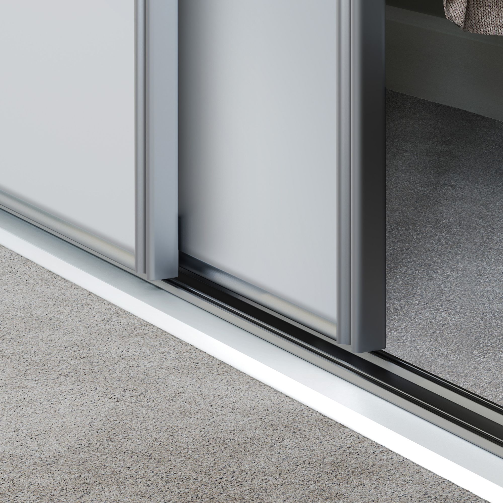Spacepro Full length Matt Classic Silver frame Single panel Sliding wardrobe door, (H)2220mm (W) 610mm