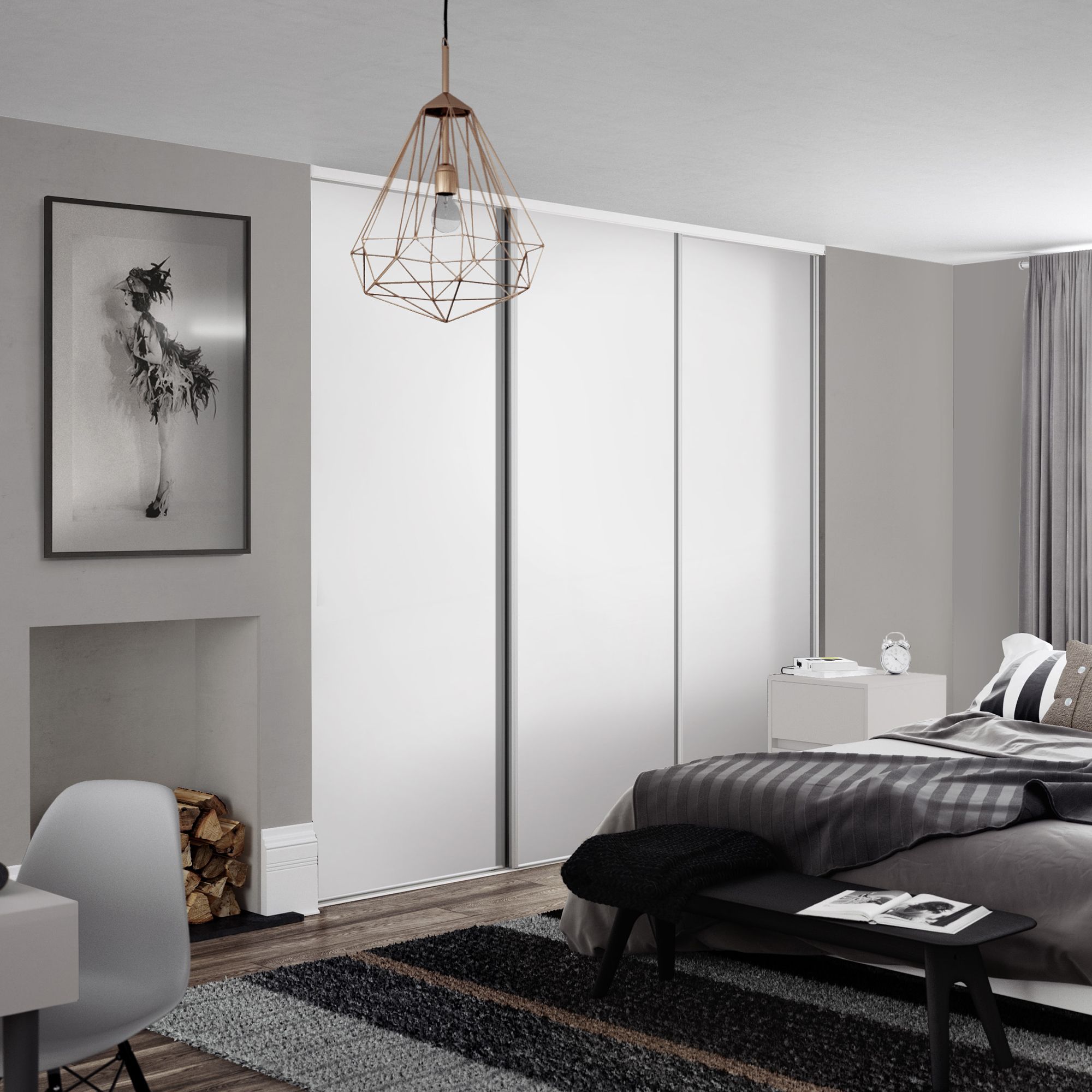Spacepro Full length Matt Classic White frame Single panel Sliding wardrobe door, (H)2220mm (W) 914mm