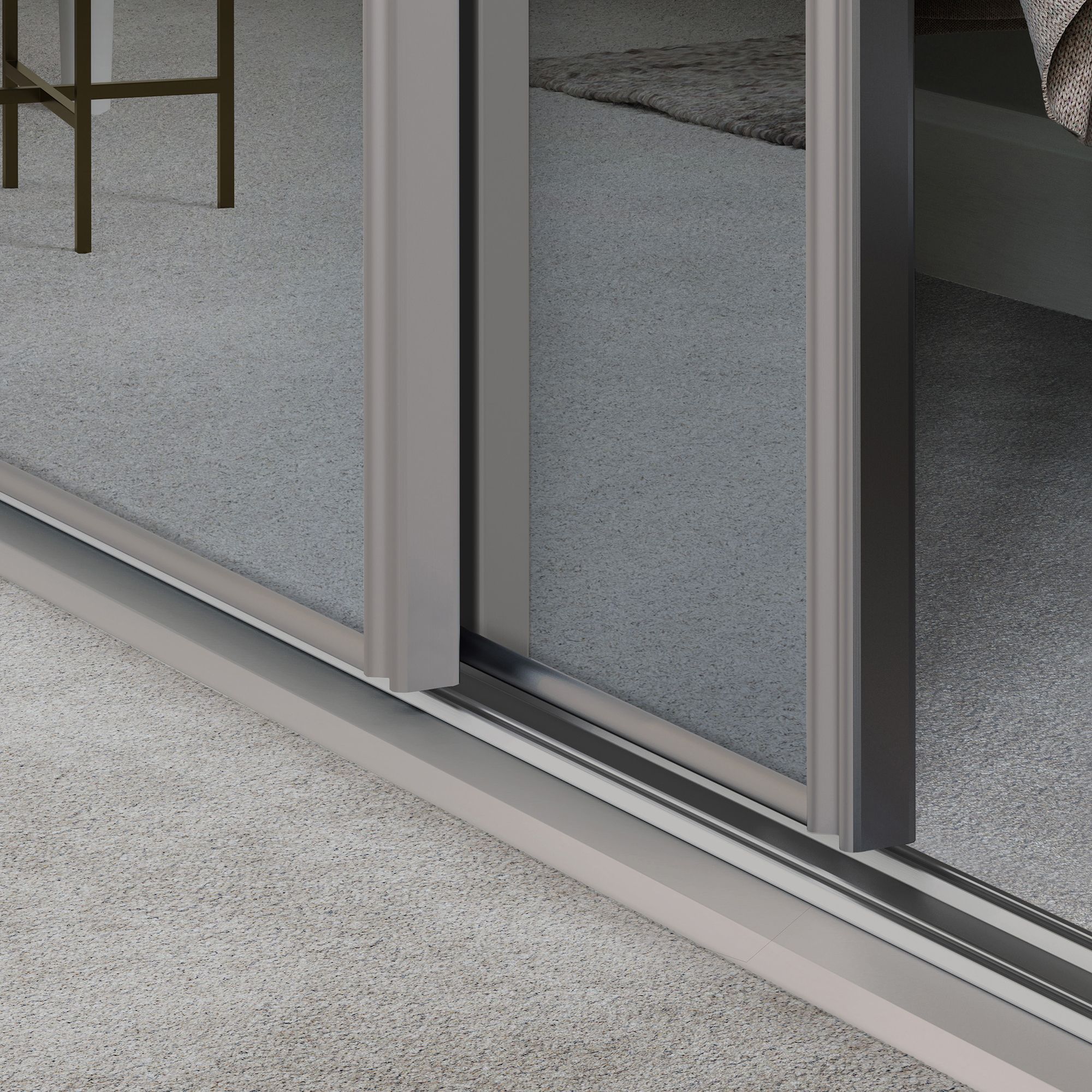 Spacepro Full length Mirrored Classic Cashmere frame Single panel Sliding wardrobe door, (H)2220mm (W) 914mm