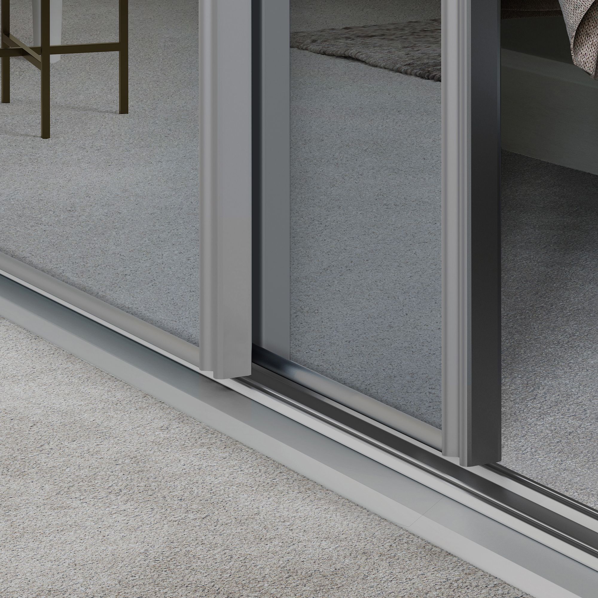 Spacepro Full length Mirrored Classic Dove Grey frame Single panel Sliding wardrobe door, (H)2220mm (W) 762mm