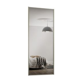 Spacepro Full length Mirrored Classic Nickel frame Single panel Sliding wardrobe door, (H)2220mm (W) 914mm
