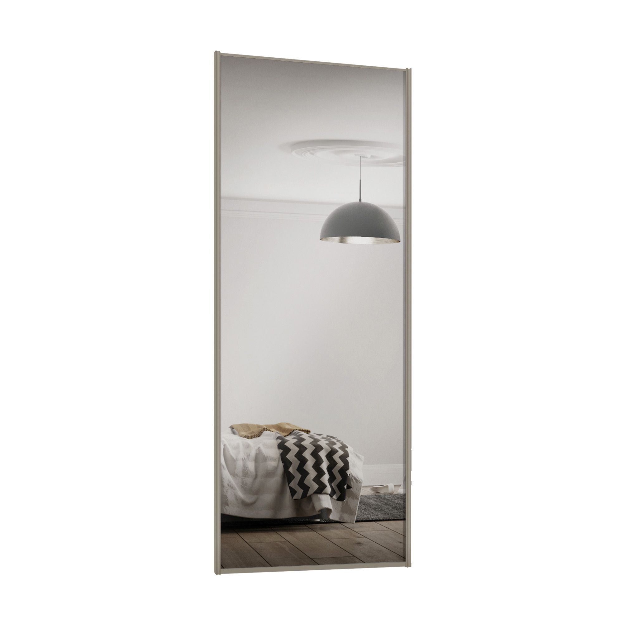 Spacepro Full length Mirrored Classic Pebble frame Single panel Sliding wardrobe door, (H)2220mm (W) 610mm