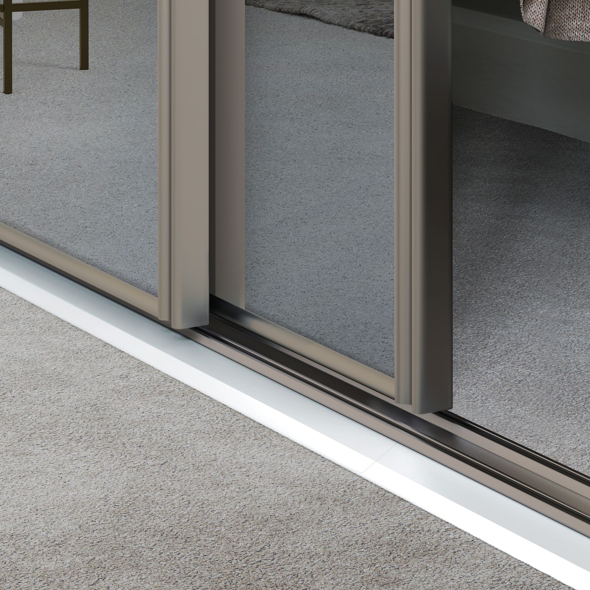 Spacepro Full length Mirrored Classic Pebble frame Single panel Sliding wardrobe door, (H)2220mm (W) 762mm