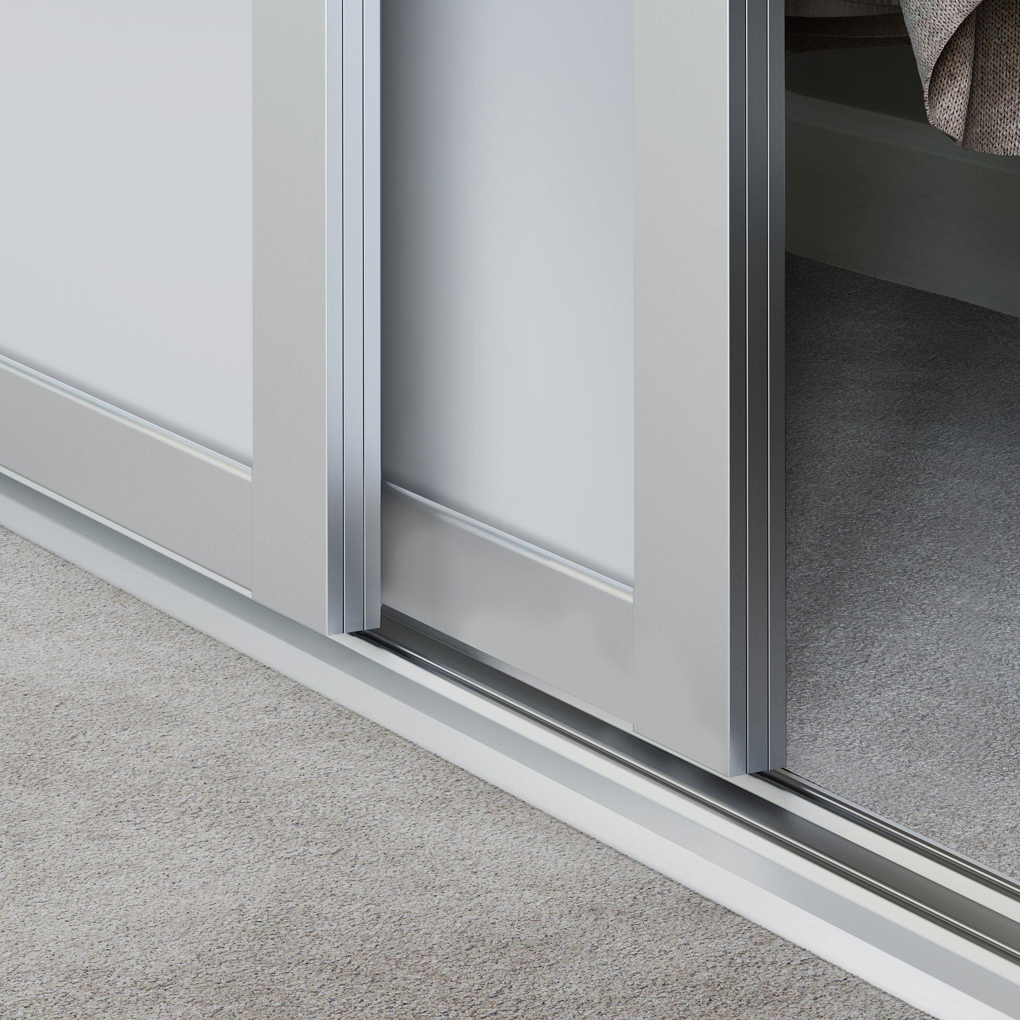 Spacepro Full panel Matt White frame Single panel Sliding wardrobe door, (H) 2220mm x (W) 610mm, Set of 2