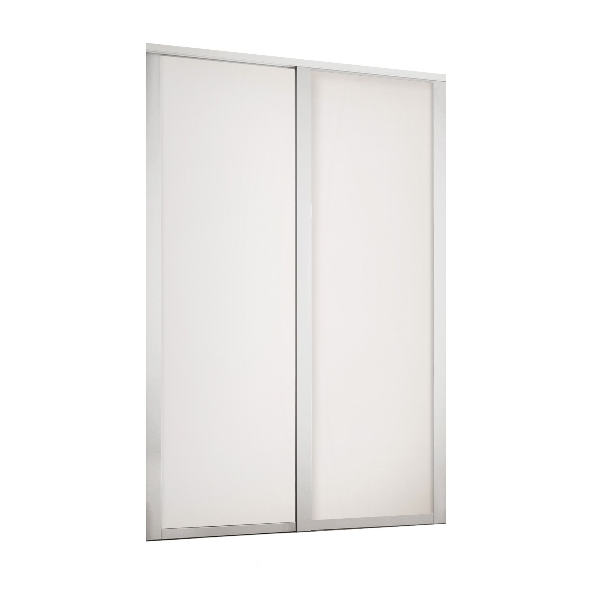 Spacepro Full panel Matt White frame Single panel Sliding wardrobe door, (H) 2220mm x (W) 914mm, Set of 2