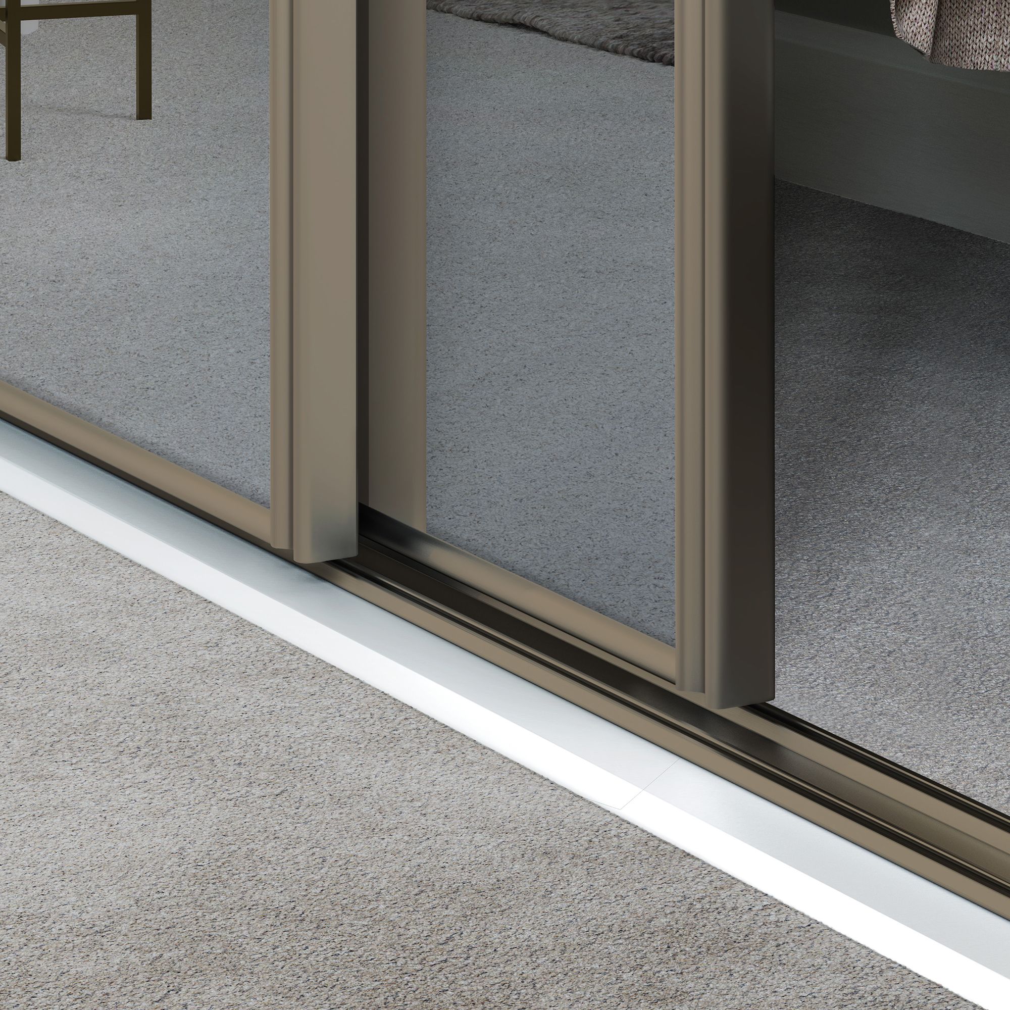 Spacepro Full panel Nickel frame Single panel Mirrored Sliding wardrobe door, (H) 2220mm x (W) 762mm