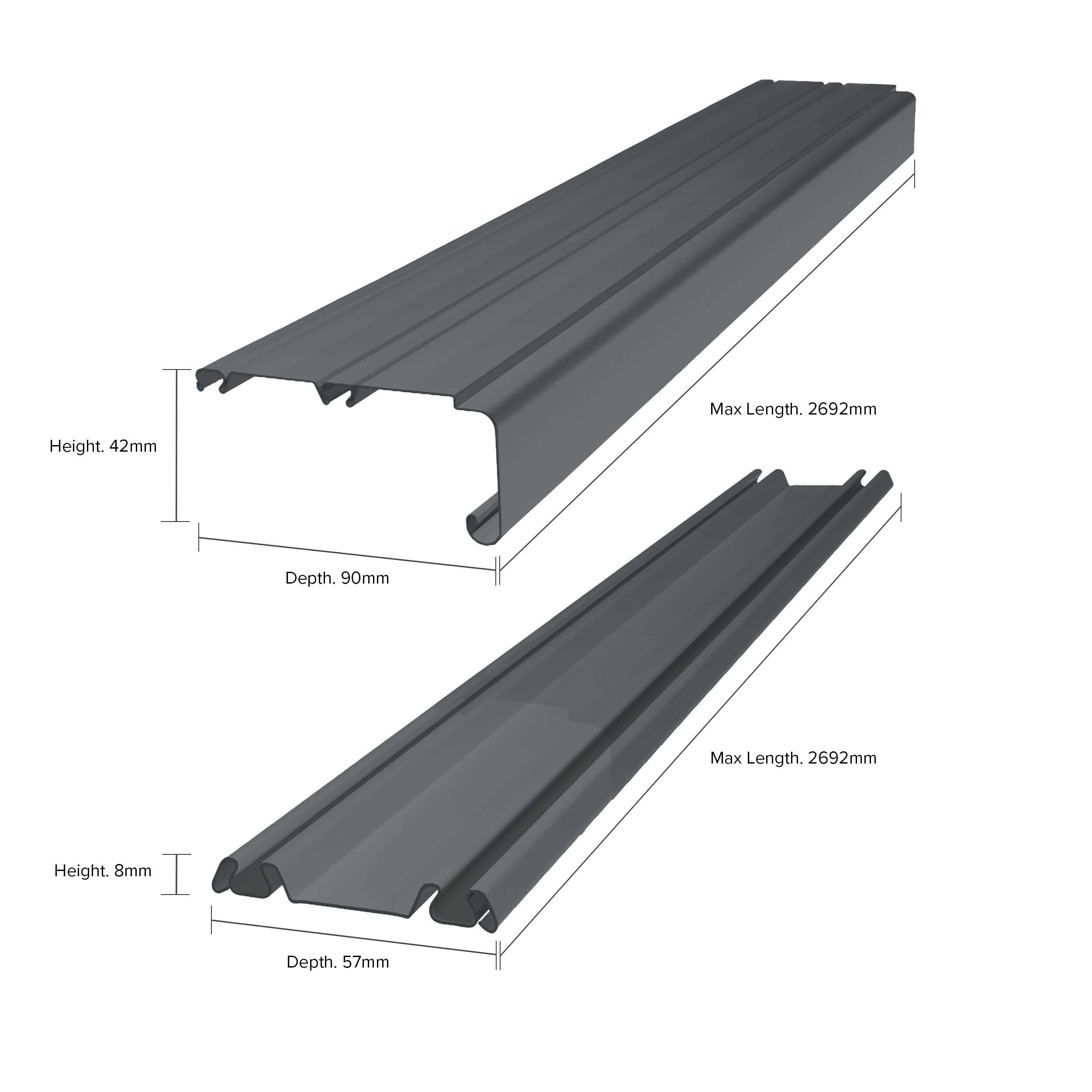 Spacepro Graphite Sliding wardrobe door track set (L)2692mm