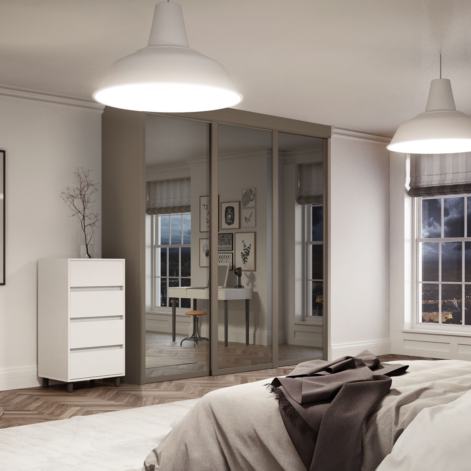 Spacepro Grey stone effect End panel (L)2800mm (W)620mm