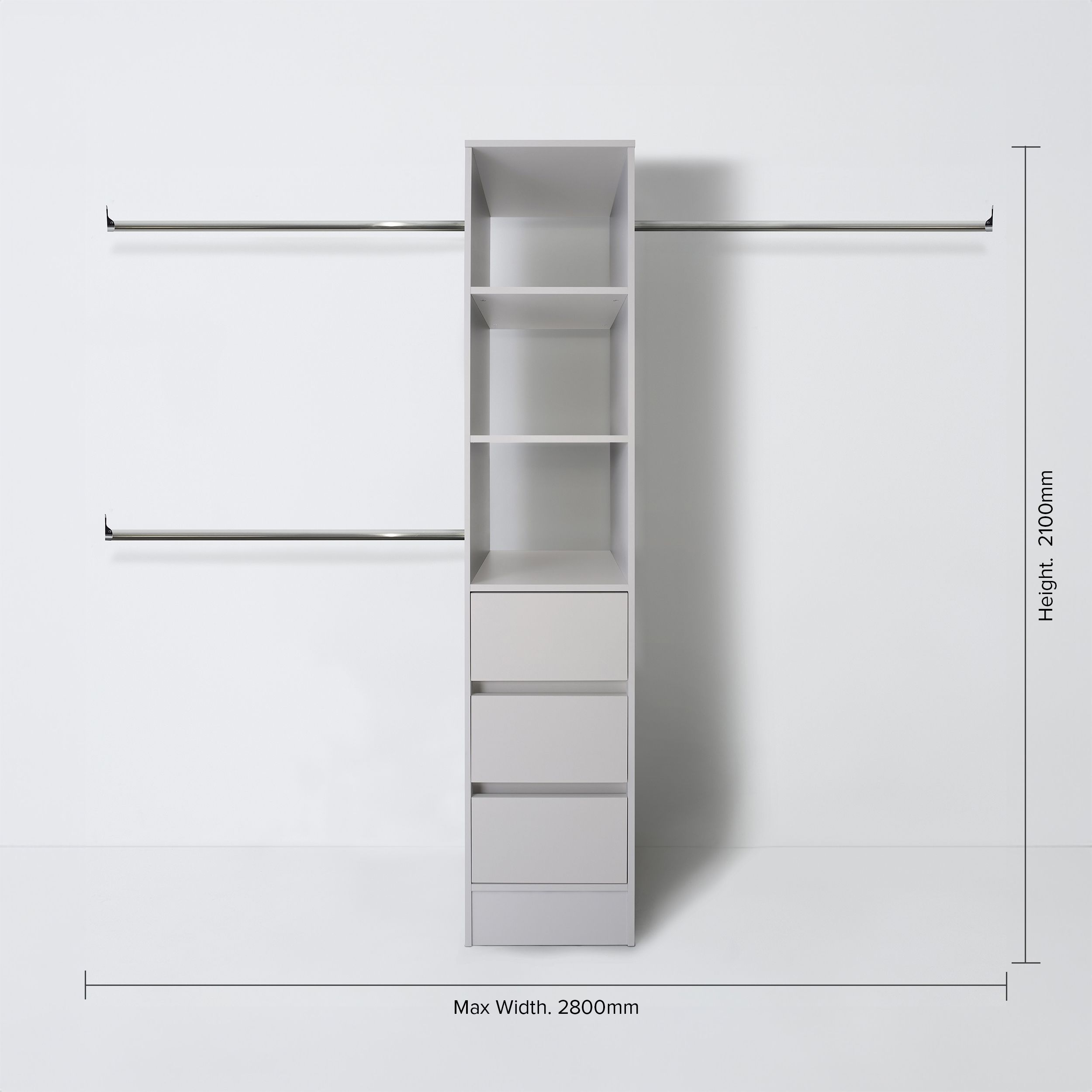 Spacepro Modular Cashmere 3 Drawer Wardrobe cabinet (H)2100mm (W)450mm (D)500mm