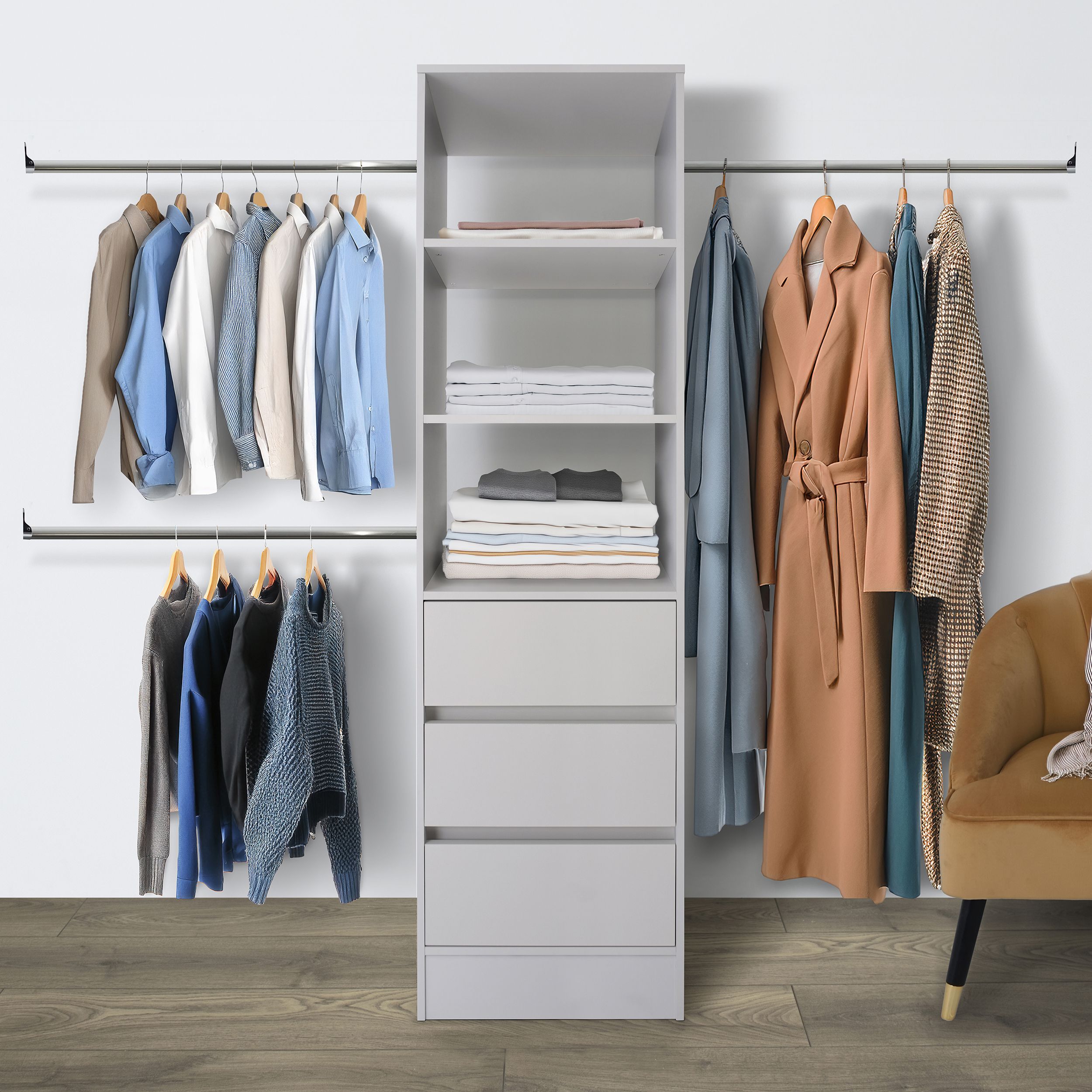 Spacepro Modular Cashmere 3 Drawer Wardrobe cabinet (H)2100mm (W)600mm (D)500mm