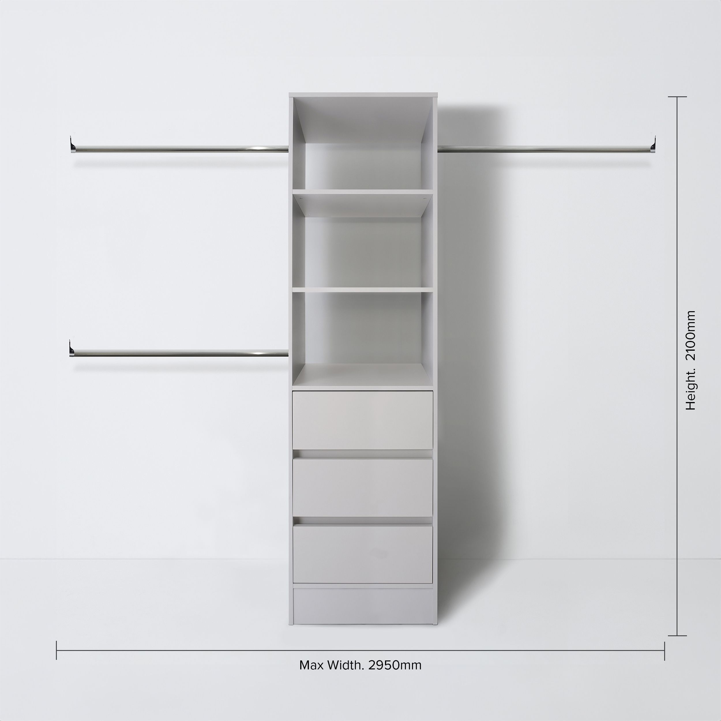 Spacepro Modular Cashmere 3 Drawer Wardrobe cabinet (H)2100mm (W)600mm (D)500mm