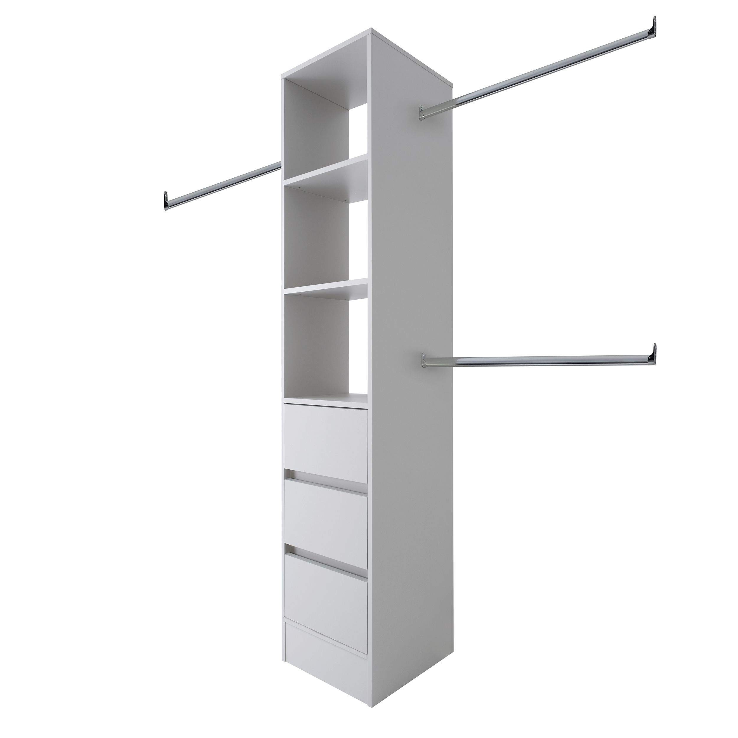 Spacepro Modular Dove grey 3 Drawer Wardrobe cabinet (H)2100mm (W)450mm (D)500mm