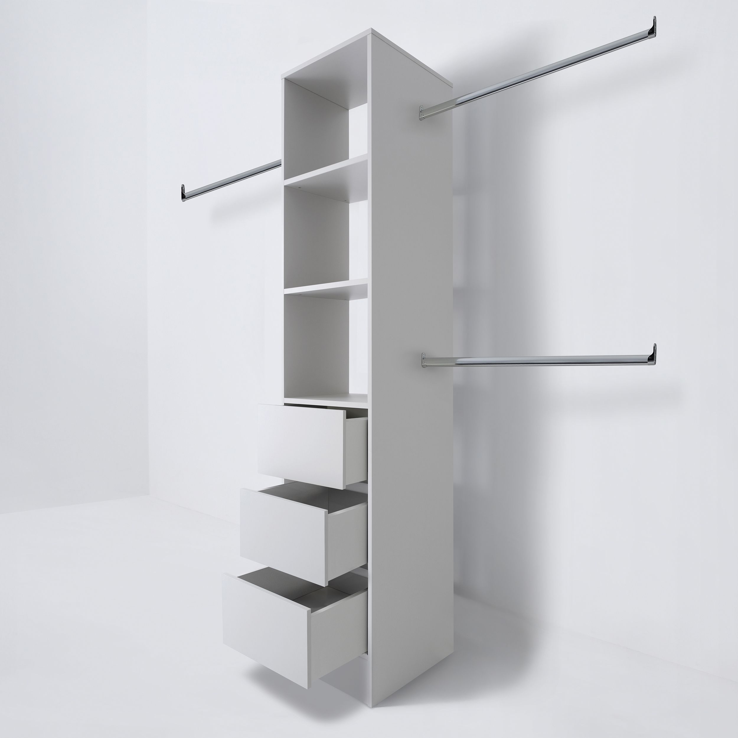 Spacepro Modular Dove grey 3 Drawer Wardrobe cabinet (H)2100mm (W)450mm (D)500mm