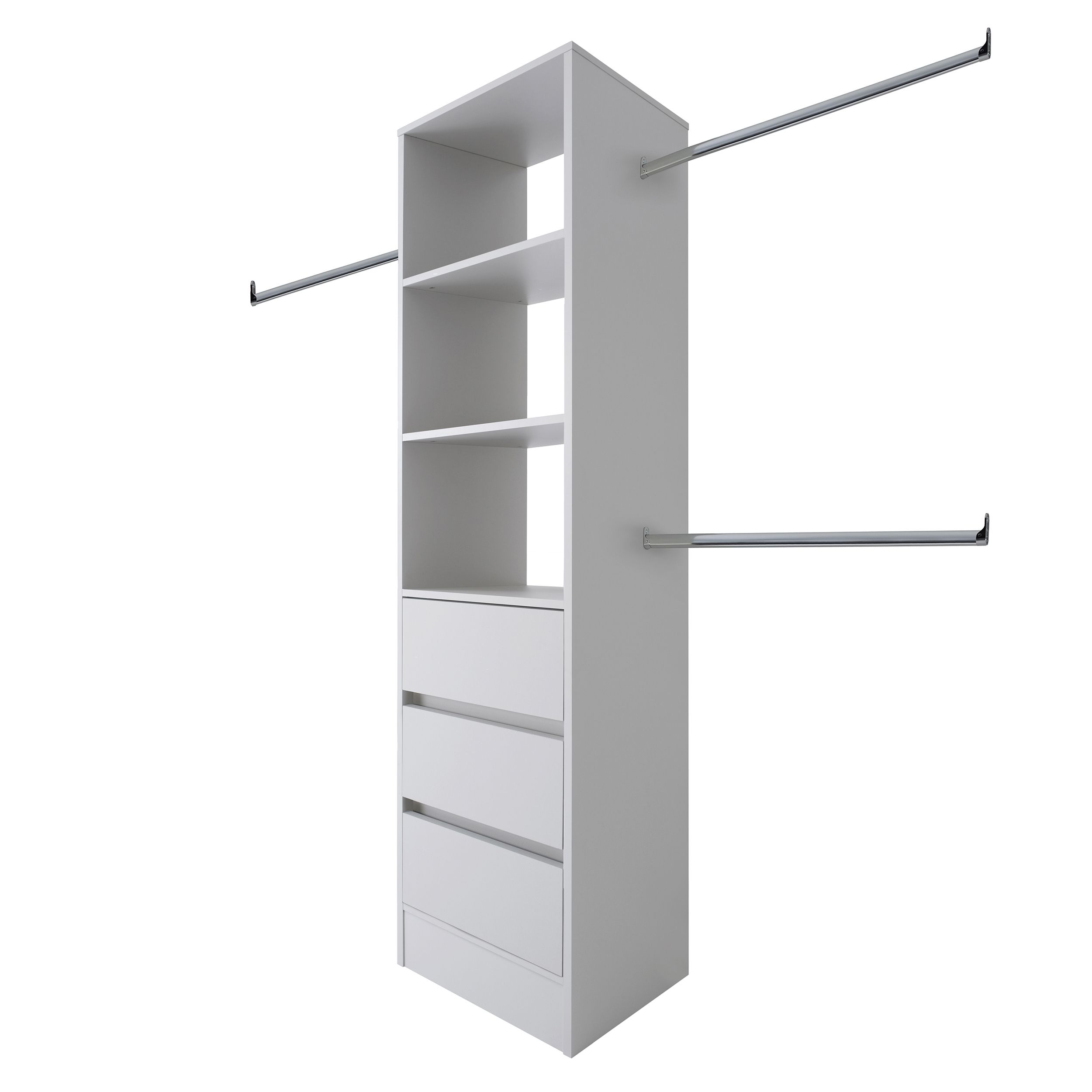 Spacepro Modular Dove grey 3 Drawer Wardrobe cabinet (H)2100mm (W)600mm (D)500mm