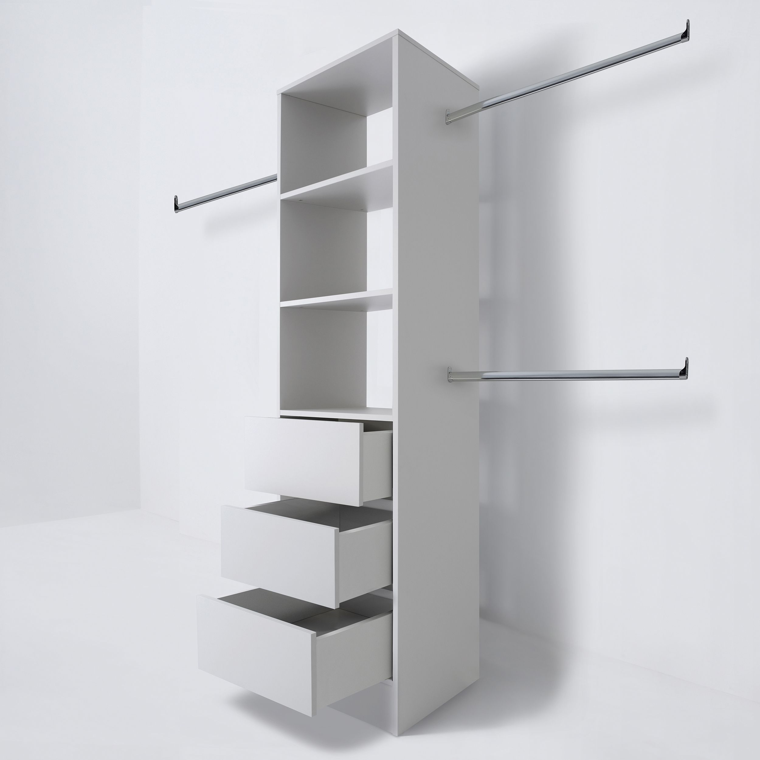 Spacepro Modular Dove grey 3 Drawer Wardrobe cabinet (H)2100mm (W)600mm (D)500mm