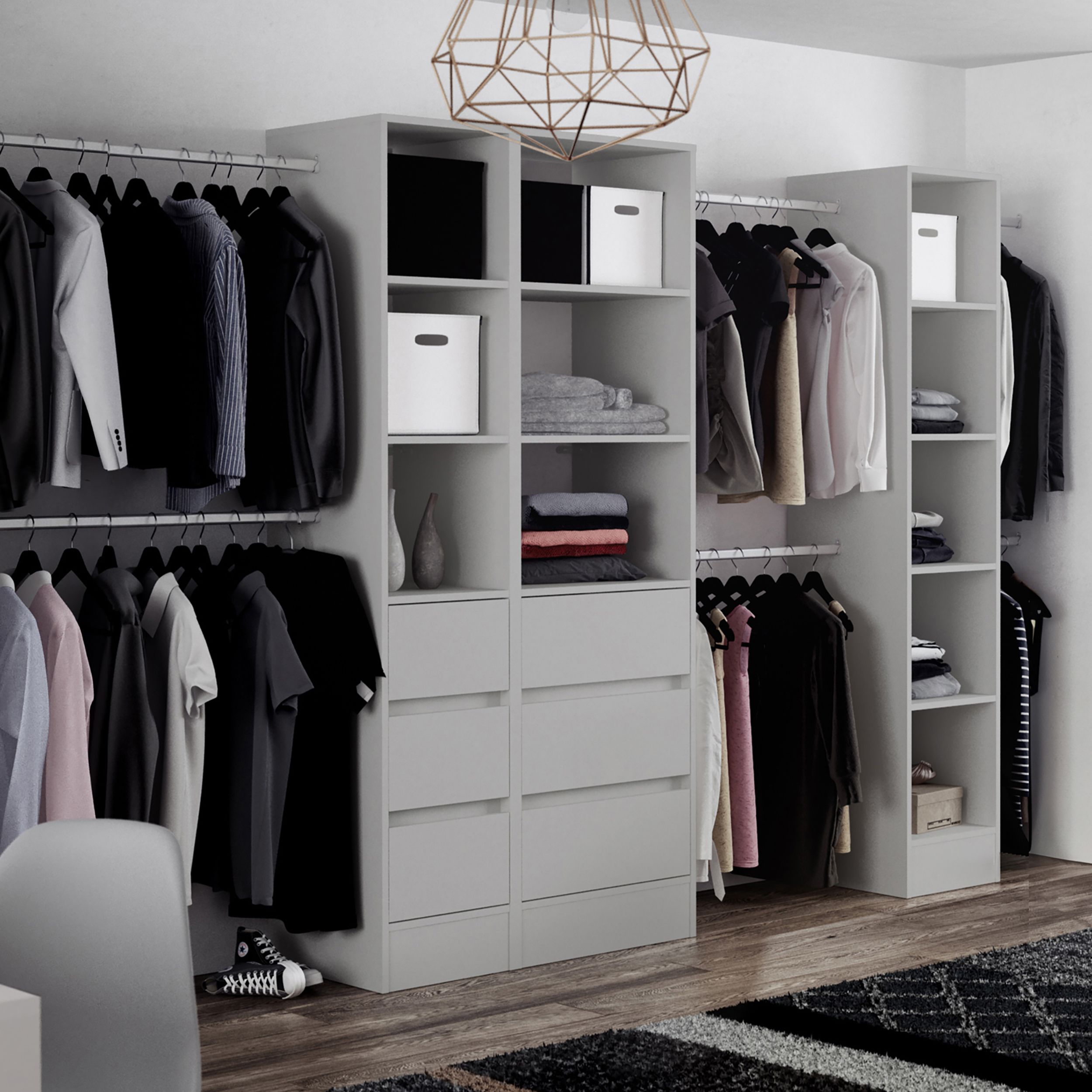 Spacepro Modular Dove grey Wardrobe cabinet (H)2100mm (W)450mm (D)500mm