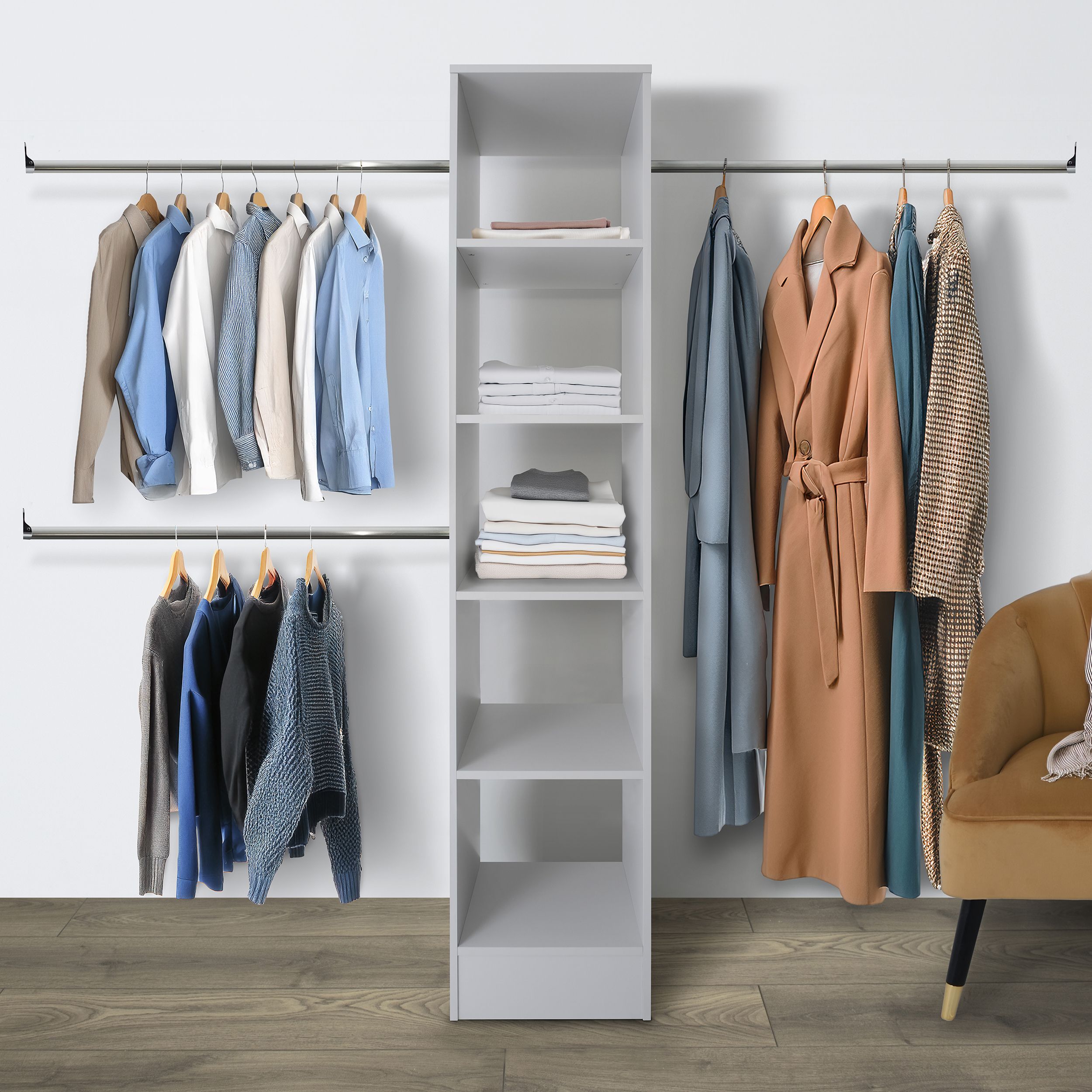 Spacepro Modular Dove grey Wardrobe cabinet (H)2100mm (W)450mm (D)500mm