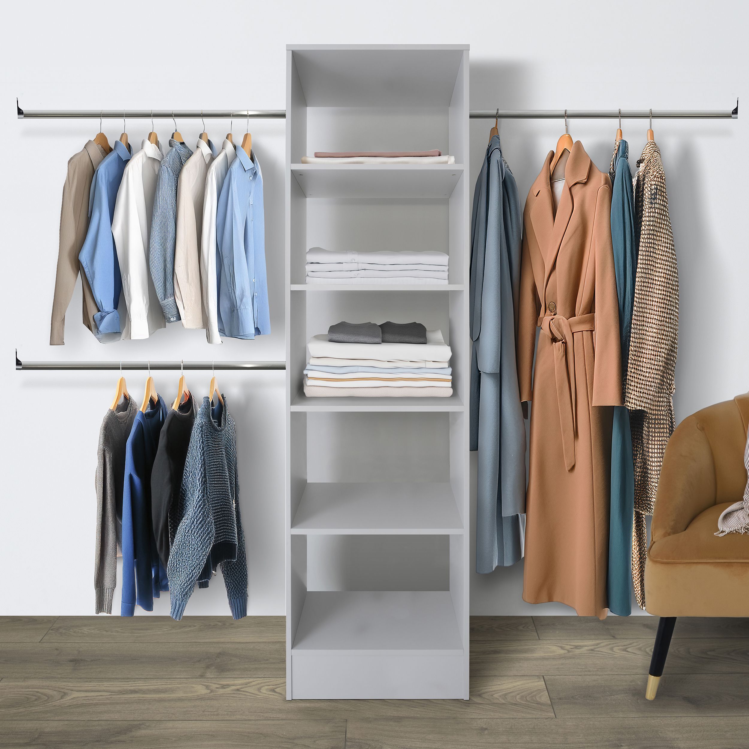 Spacepro Modular Dove grey Wardrobe cabinet (H)2100mm (W)600mm (D)500mm