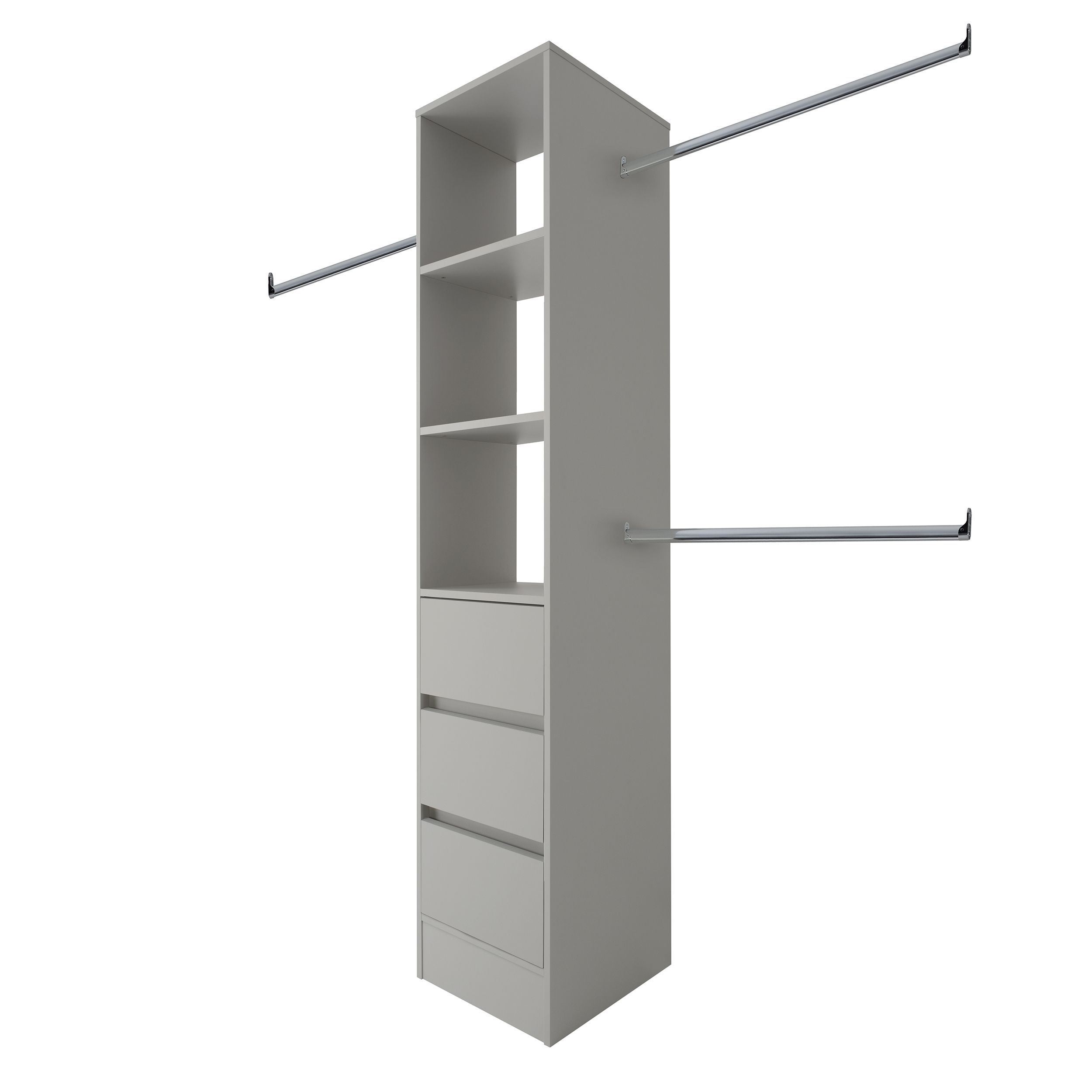 Spacepro Modular Pebble grey 3 Drawer Wardrobe cabinet (H)2100mm (W)450mm (D)500mm