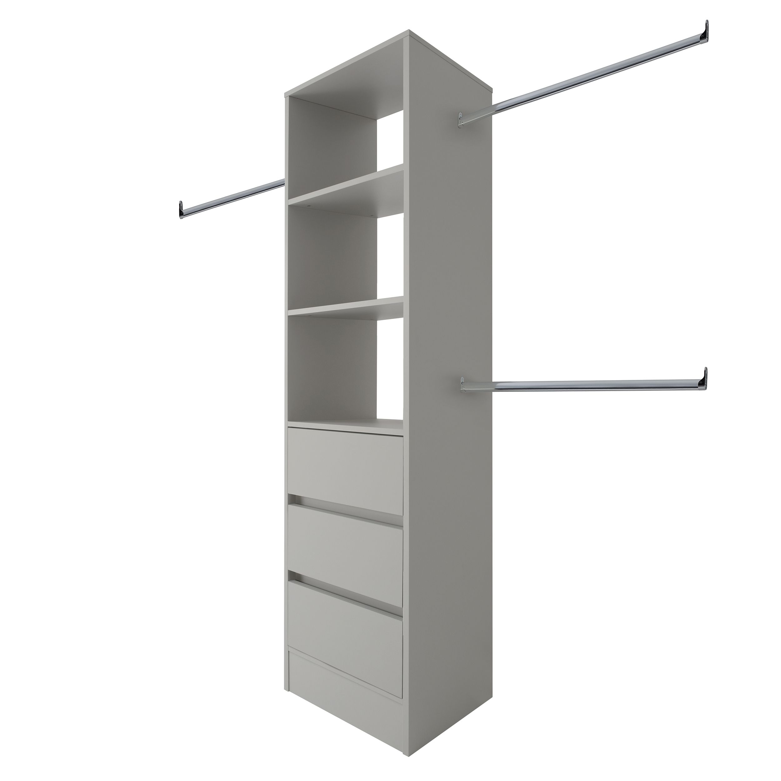 Spacepro Modular Pebble grey 3 Drawer Wardrobe cabinet (H)2100mm (W)600mm (D)500mm
